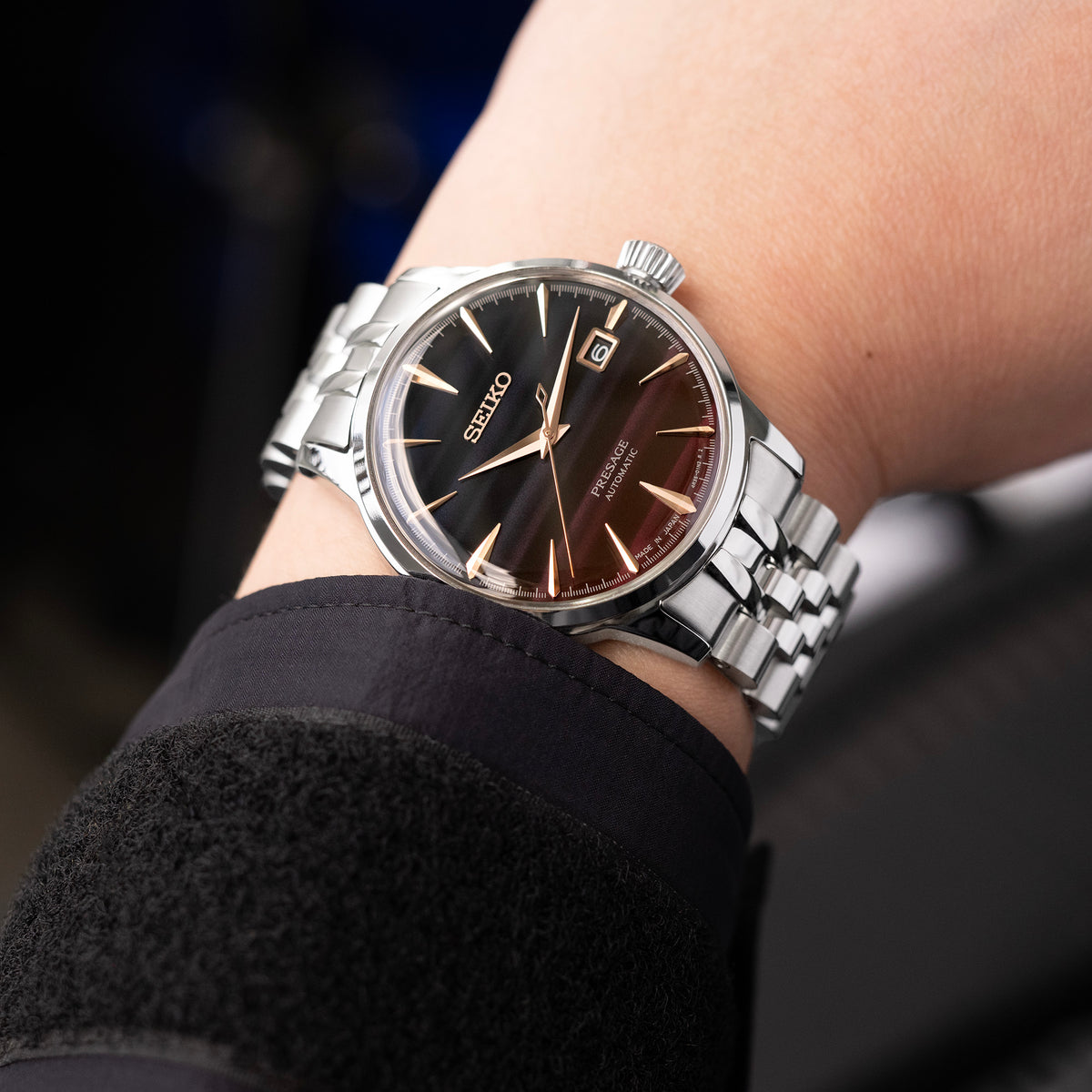 Bracelet montre Angus-J Louis 20mm pour Seiko Cocktail SRPB41 SSA345 SSA341, acier inoxydable - brossé avec centre poli, boucle V Diver