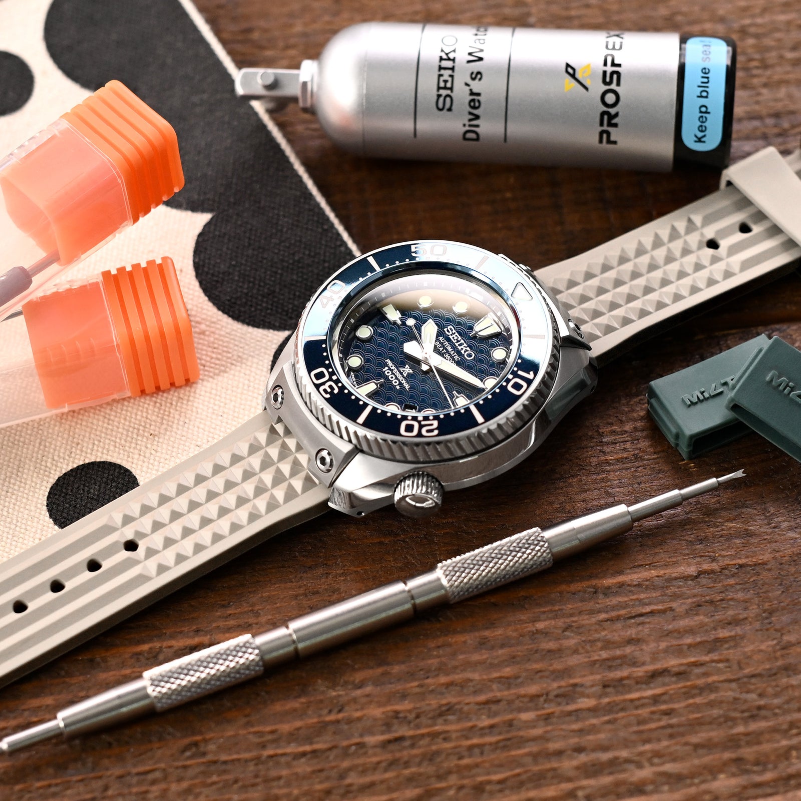 Chaffle Sand FKM Rubber watch strap, 20mm or 22mm Strapcode Watch Bands