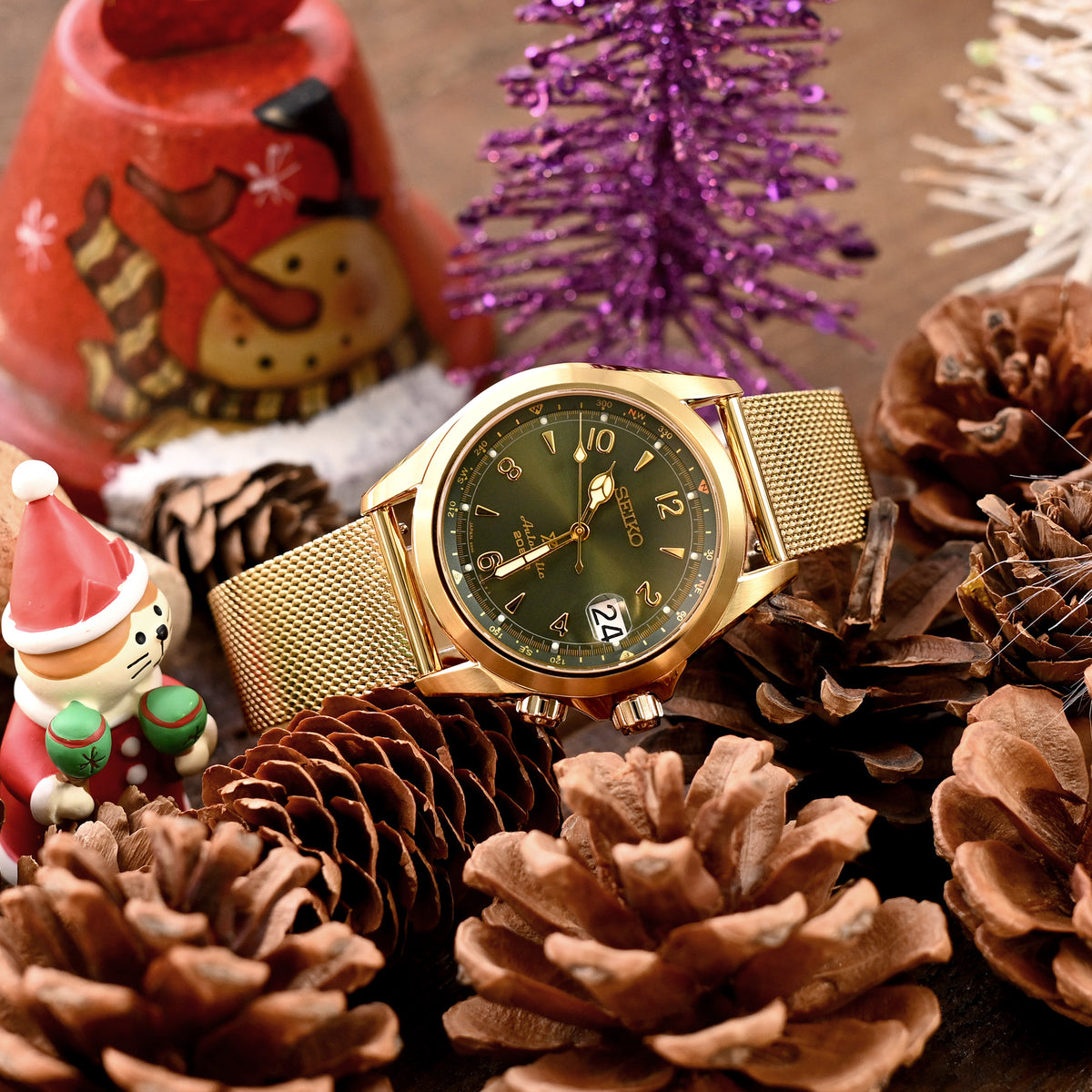 18mm, 20mm or 22mm Classic Vintage Knitted Superfine Wire Mesh Band, Polished IP Gold