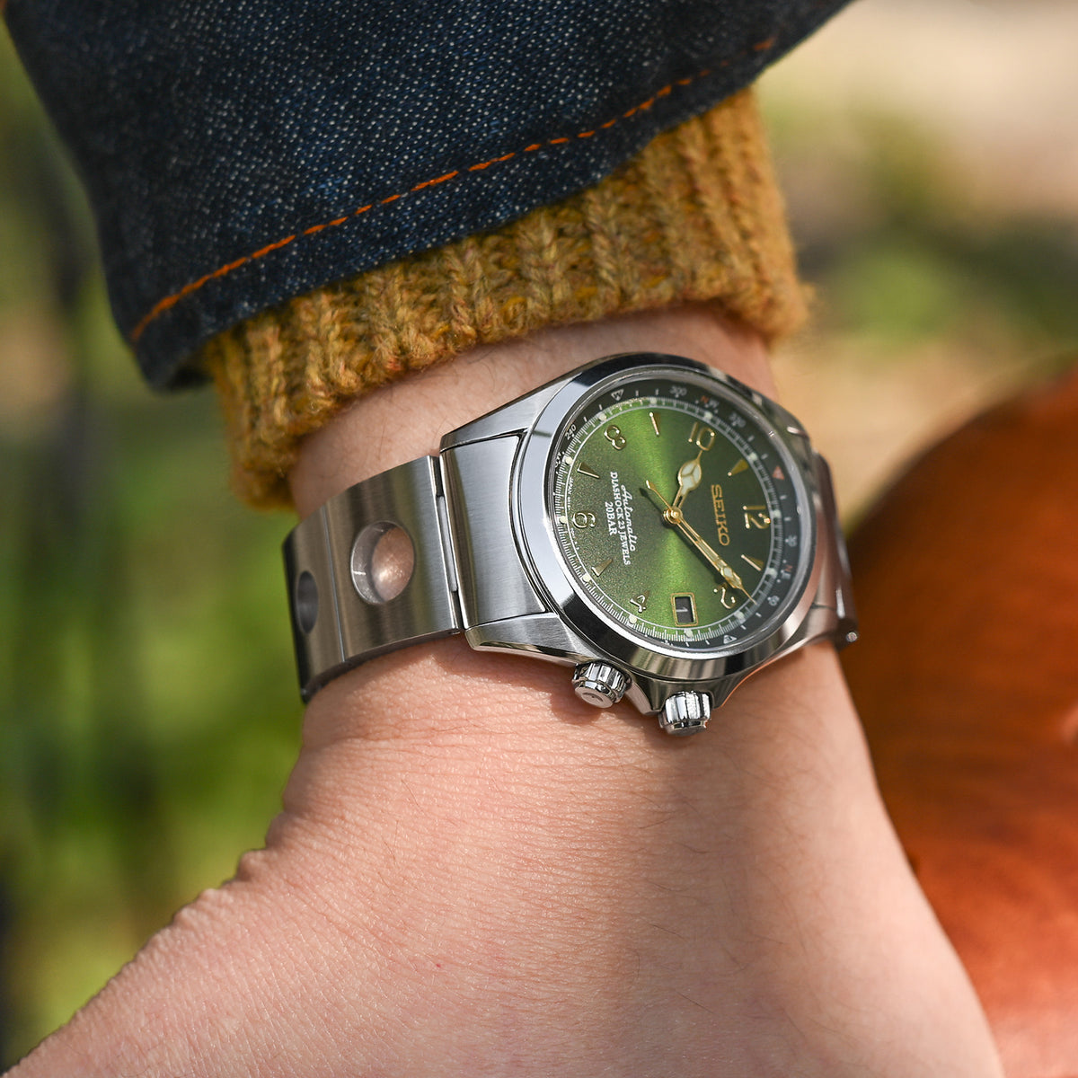 Bracelet montre Rollball II 20mm pour Seiko Alpinist SARB017 SPB155 SBEJ005 (compatible Hamilton Khaki H70455733), acier inoxydable brossé, fermoir plongeur baton