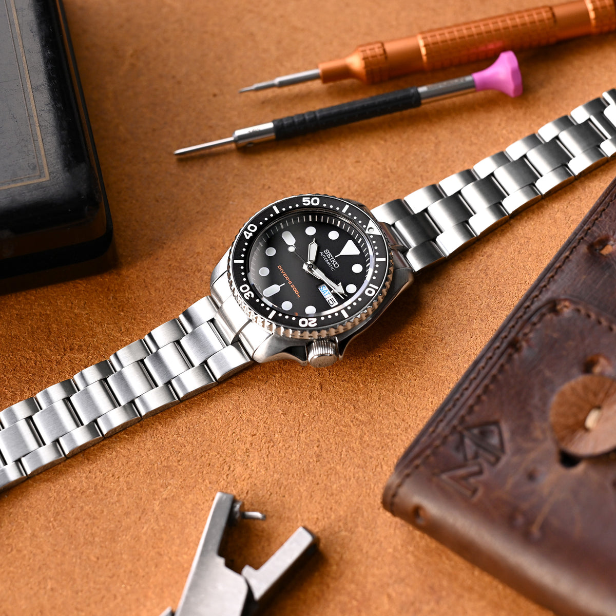 Bracelet Super-O Boyer 22mm pour Seiko SKX007 SKX009 SKX011, acier inoxydable brossé, boucle de plongée 18mm