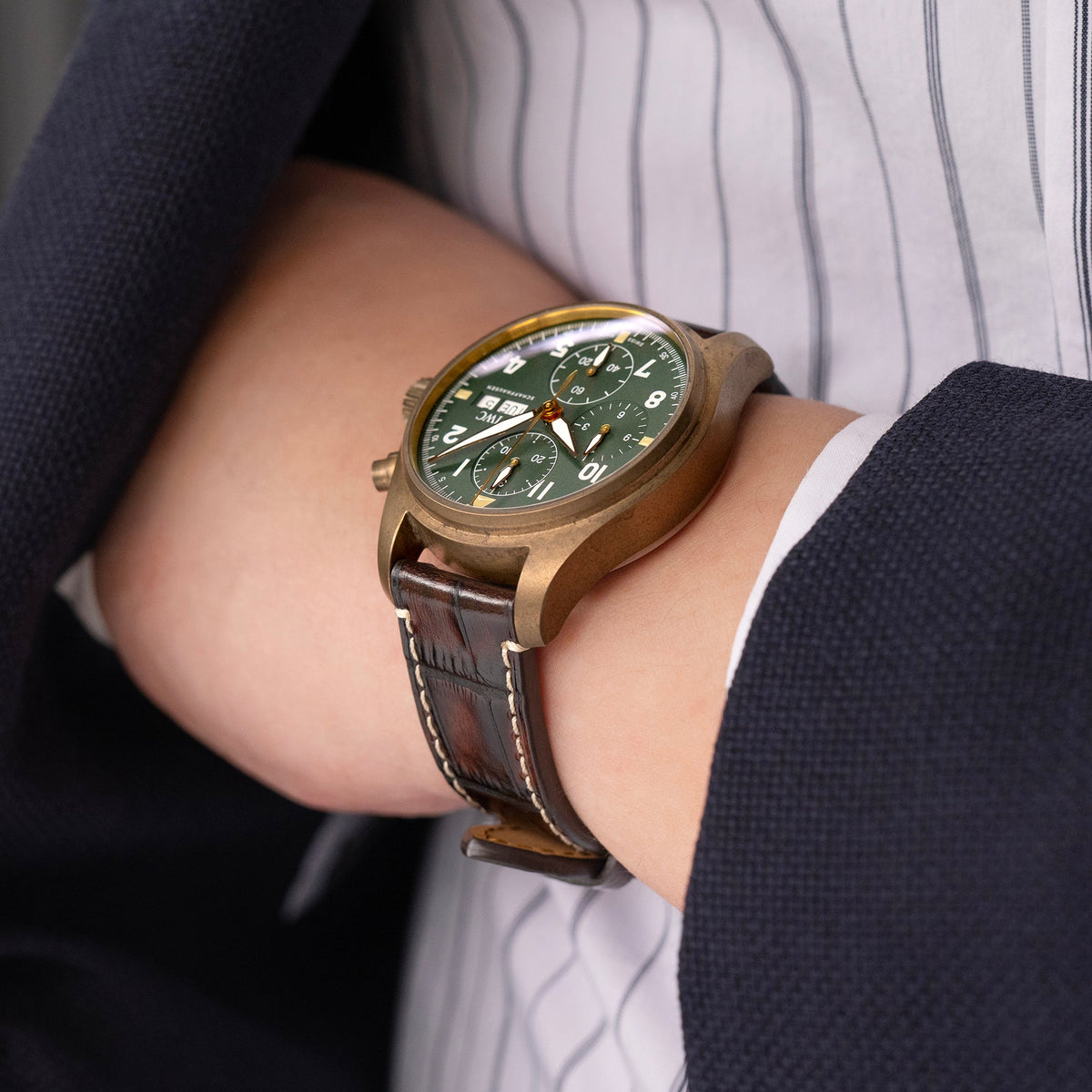  IWC Pilot Spitfire Chronograph Bronze Watch Band Strapcode