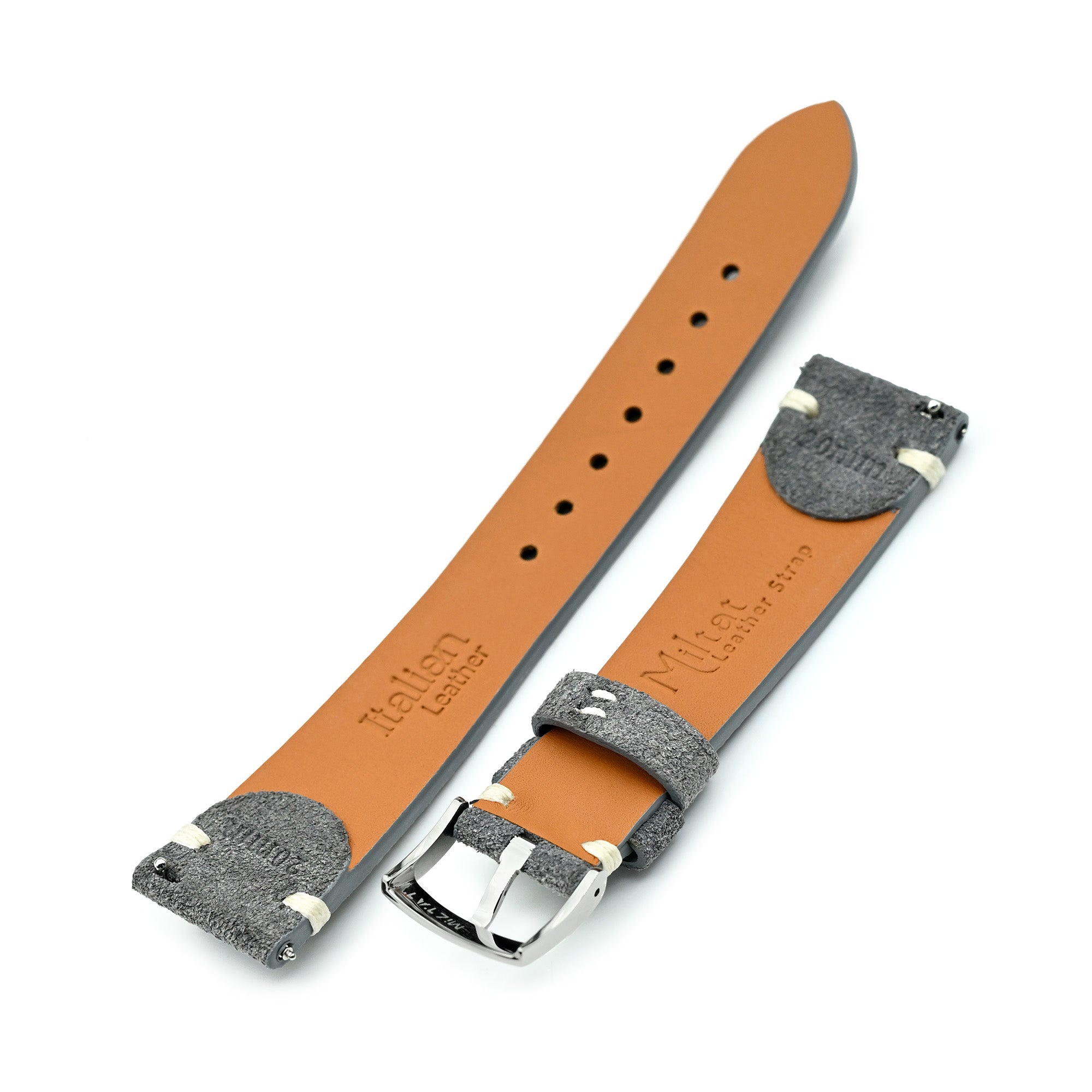 Dark Grey Italian Suede Leather Watch Strap | Twin-Stitch Quick Release | 20mm Strapcode watch bands