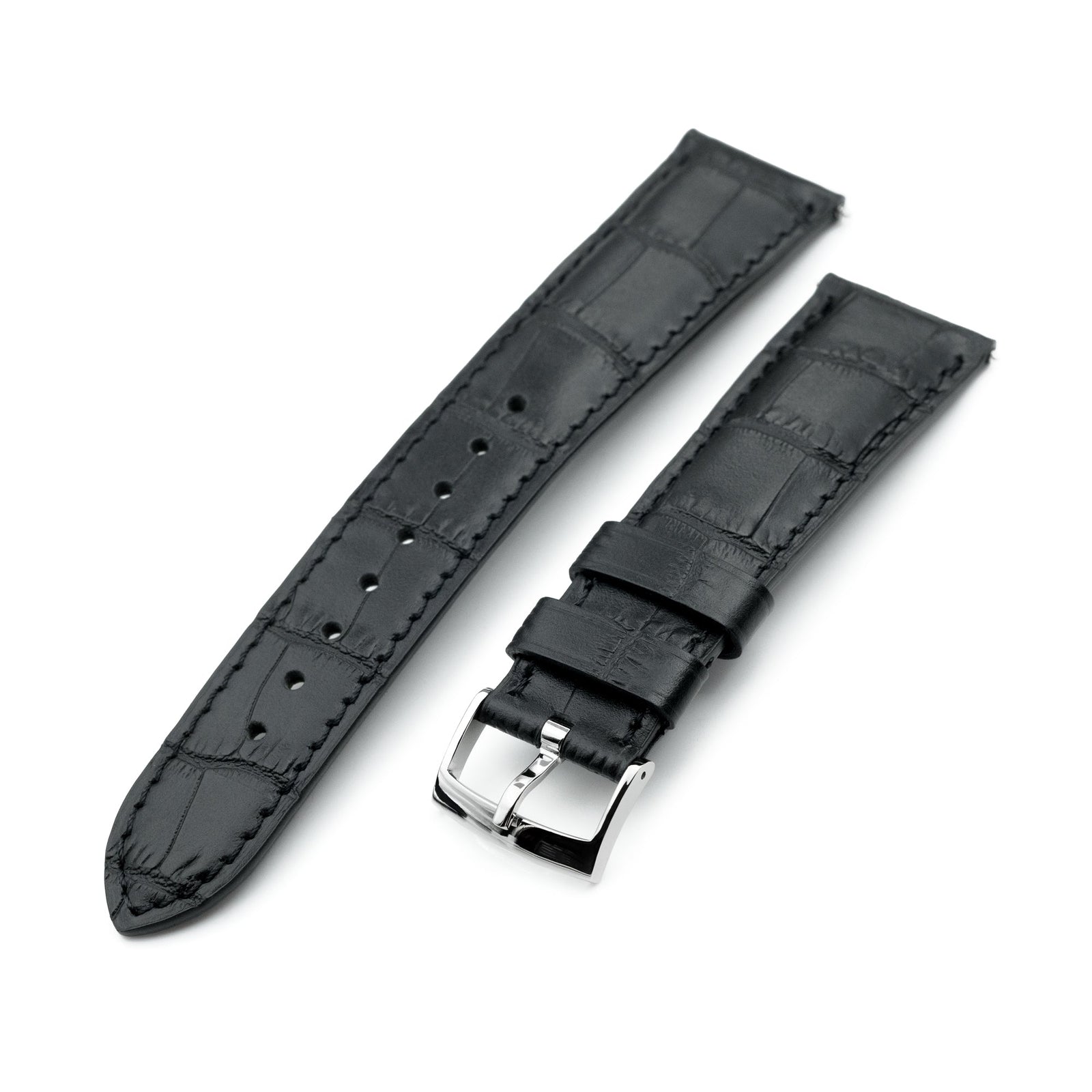 Q.R. Black CrocoCalf (Italian Croco Grain) Strapcode Watch Bands