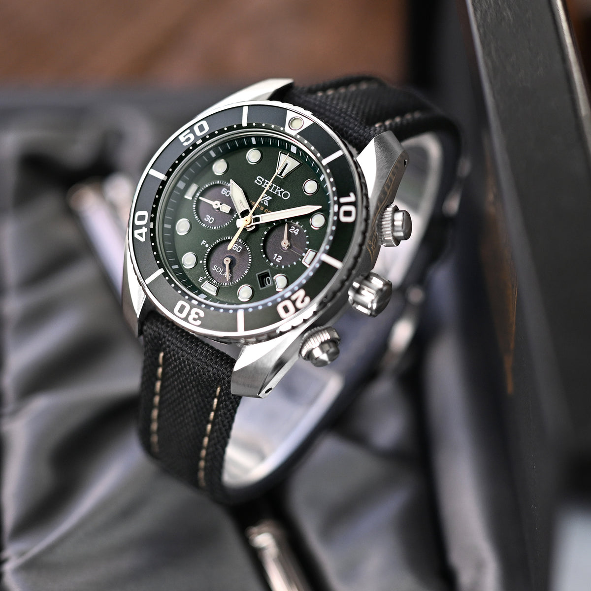 Bracelet de montre style aviateur en toile noire à dégagement rapide, 20mm ou 22mm