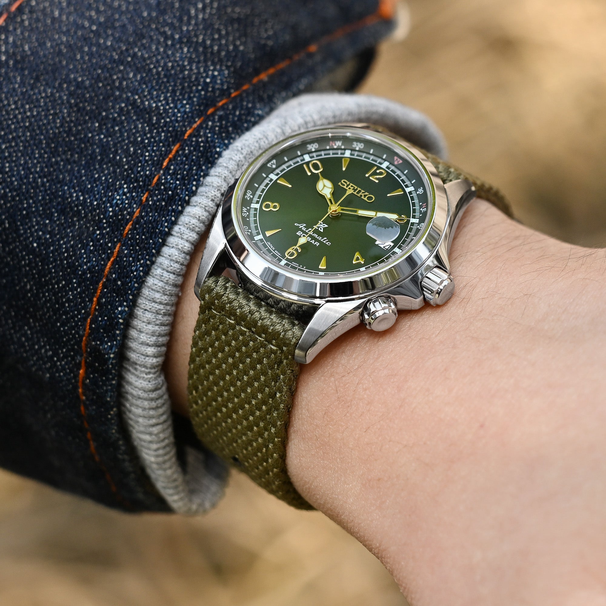 Military Green Premium Nylon Honeycomb Weave Quick release Watch Strap