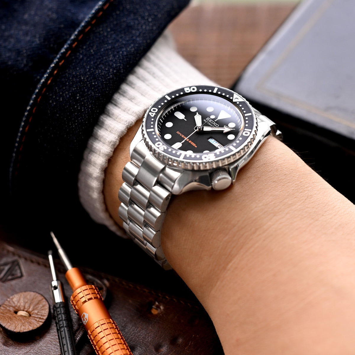 Bracelet Endmill 22mm pour Seiko SKX007 SKX009 SKX011, acier inoxydable brossé, boucle de plongeur