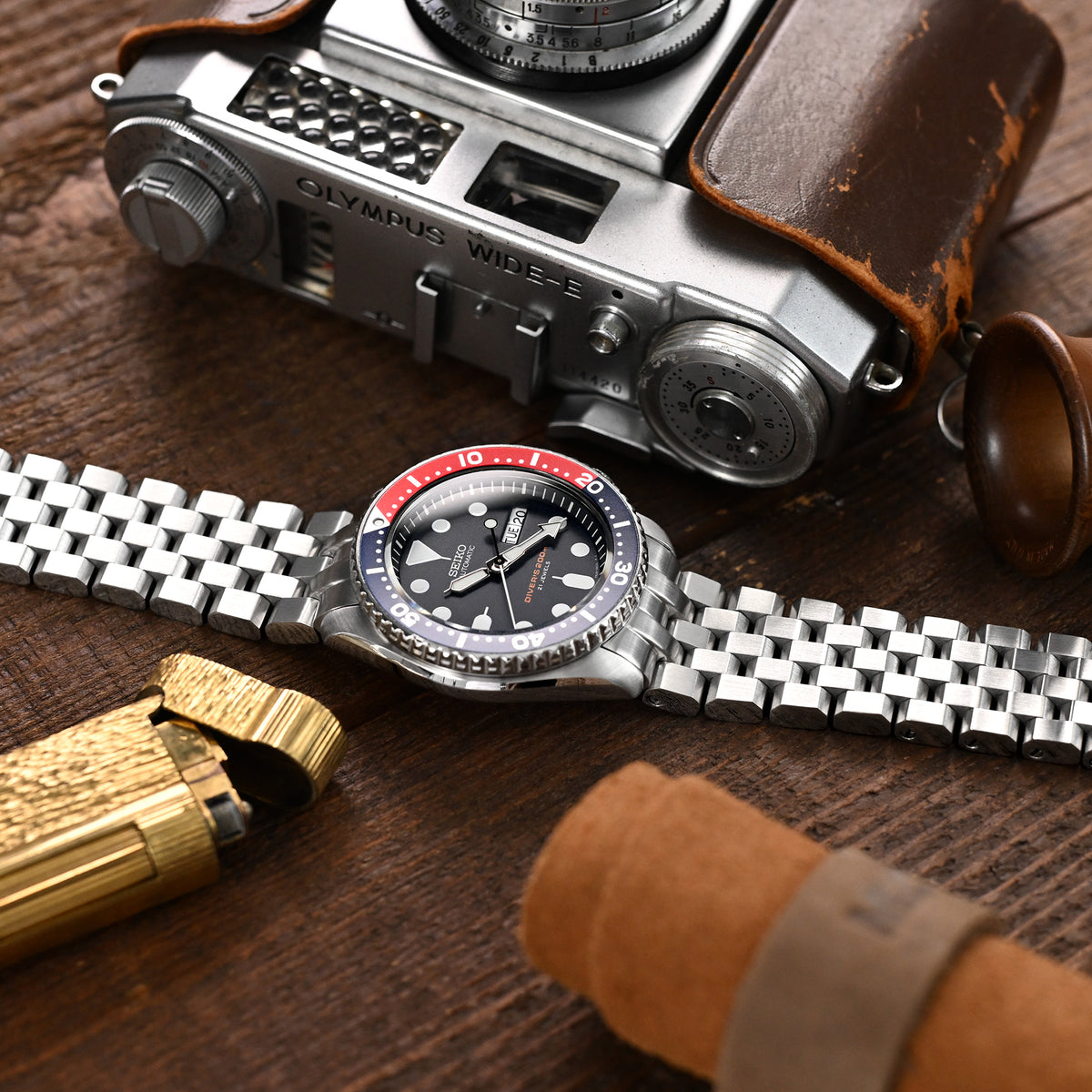 Bracelet SUPER Engineer II 22mm compatible Seiko SKX007, acier inoxydable 316L brossé, extrémité courbée