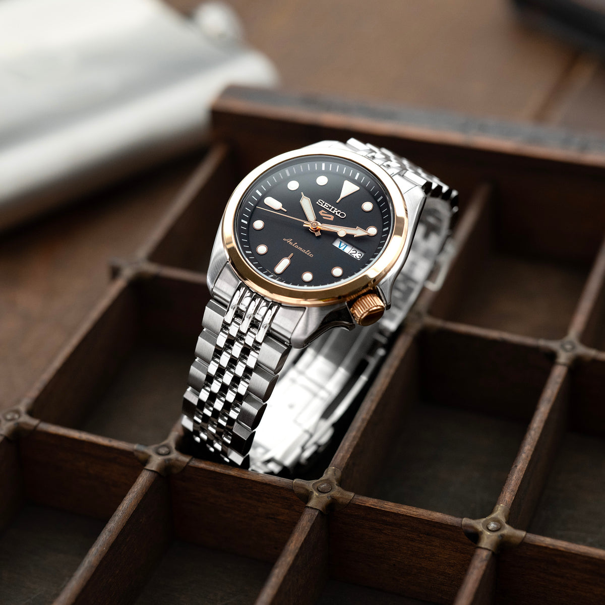 Bracelet montre Asteroid 20mm pour Seiko 5 Sports 40mm SRPE51 SRPE53 SRPG35, acier inoxydable - brossé avec centre poli, boucle V Diver