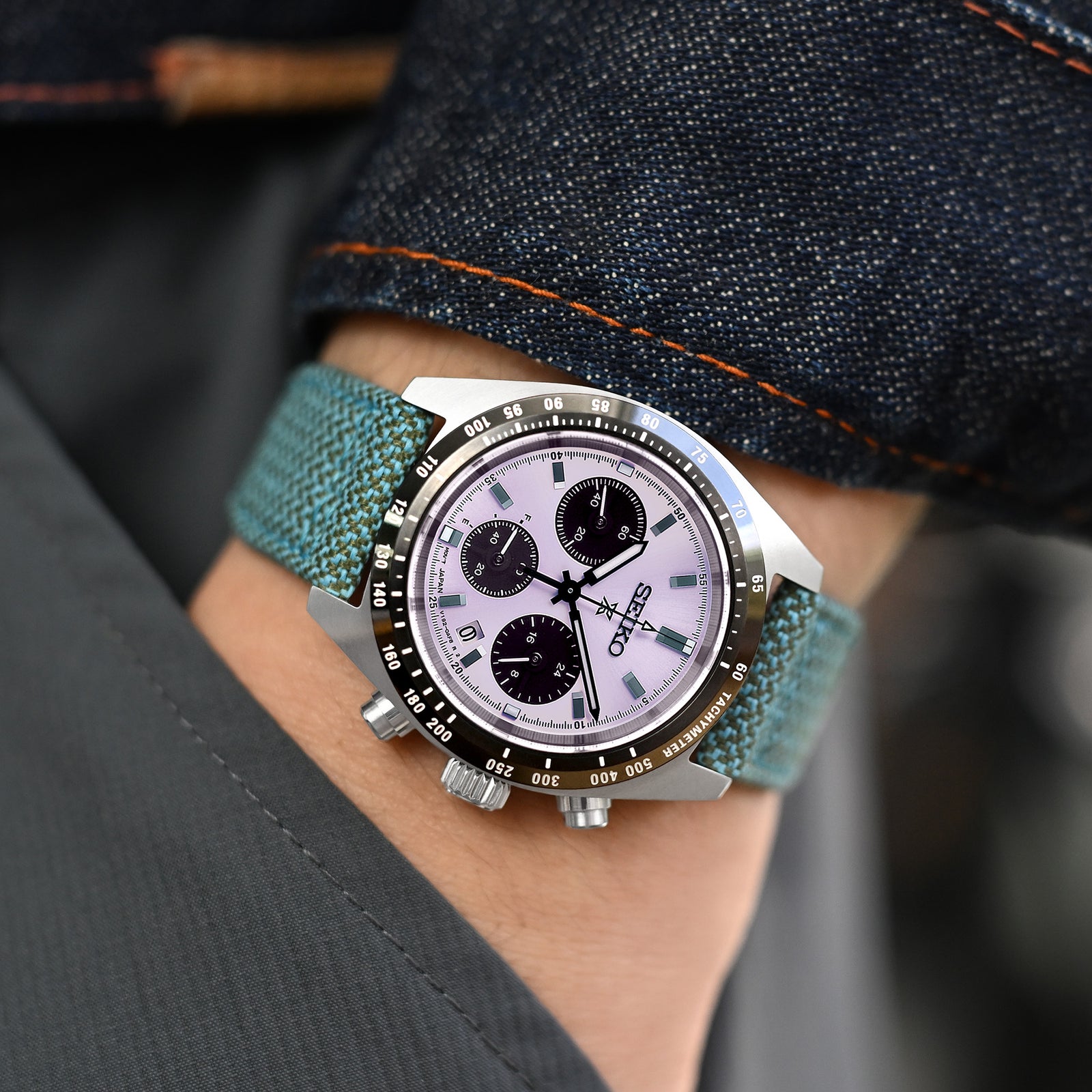 Q.R. Pilotenuhr-Armband 20mm oder 22mm Revive Uhrenarmband in Blau-Grün-Mix