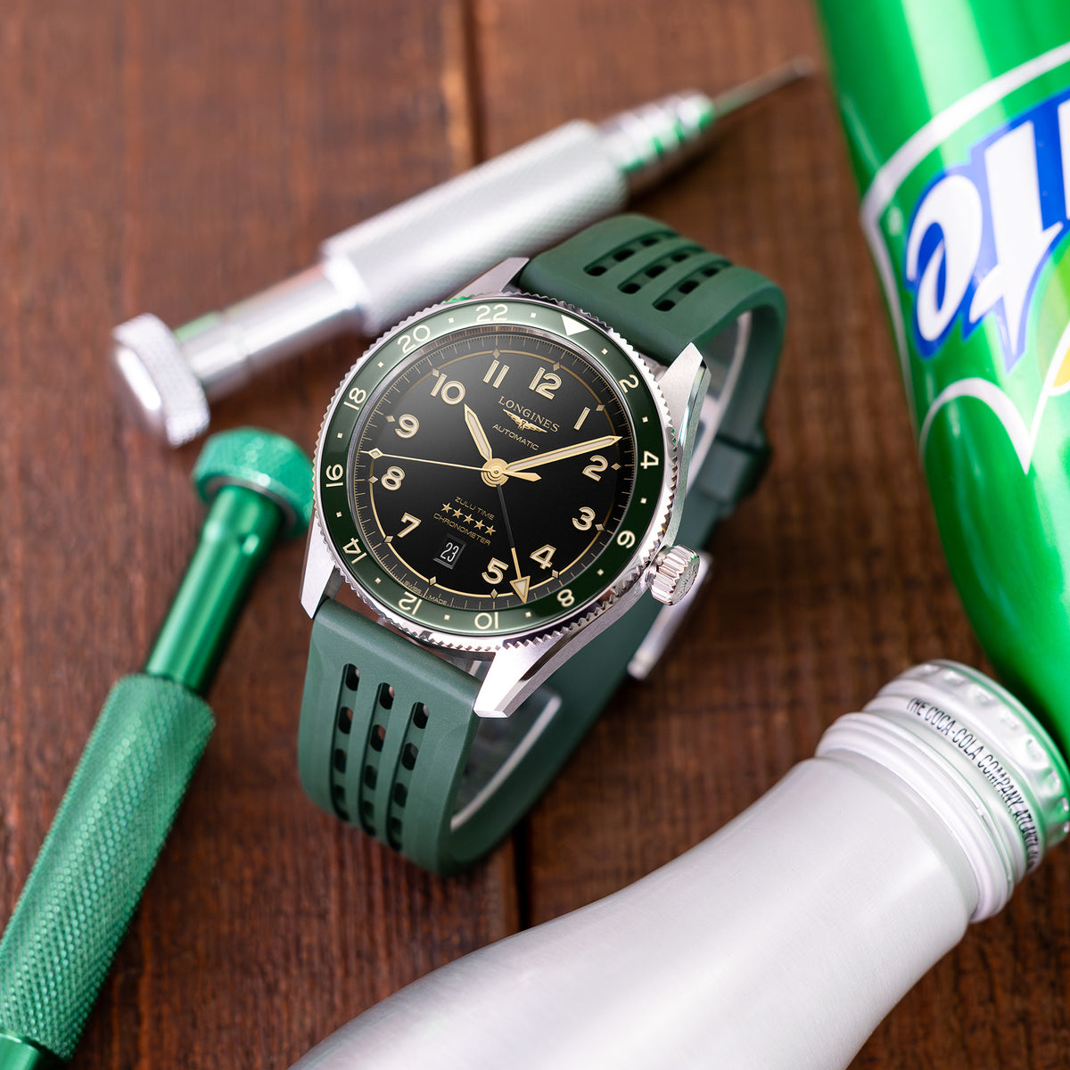 オセラスグリーン クイックリリース FKMラバー スポーツウォッチストラップ 20mmまたは22mm