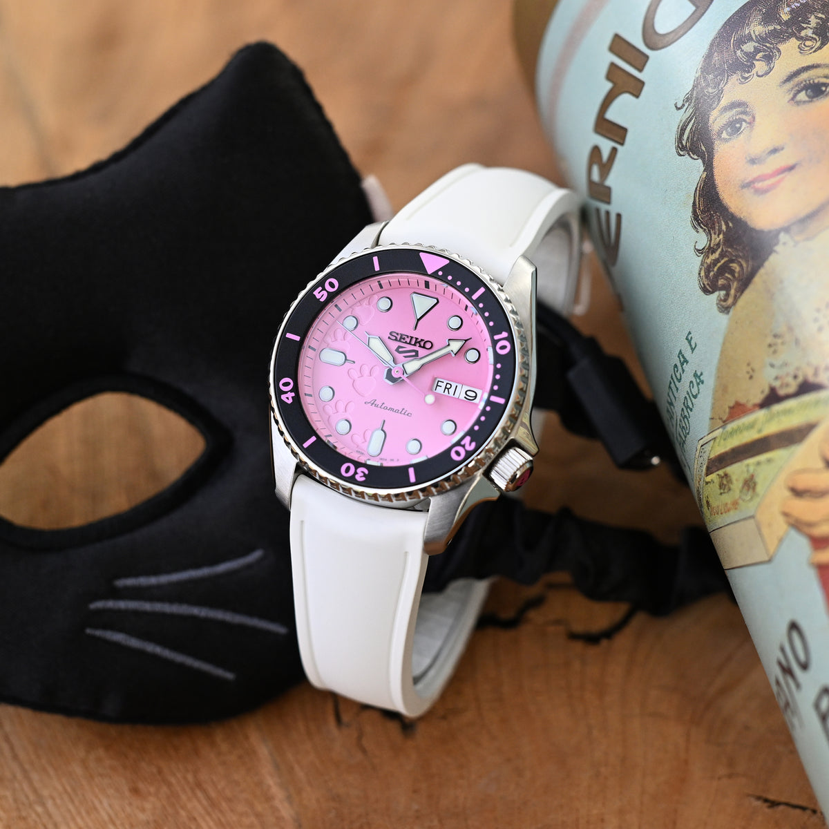 20mm or 22mm FKM34 Off White Rubber Quick Release Watch Band, Deployment Clasp