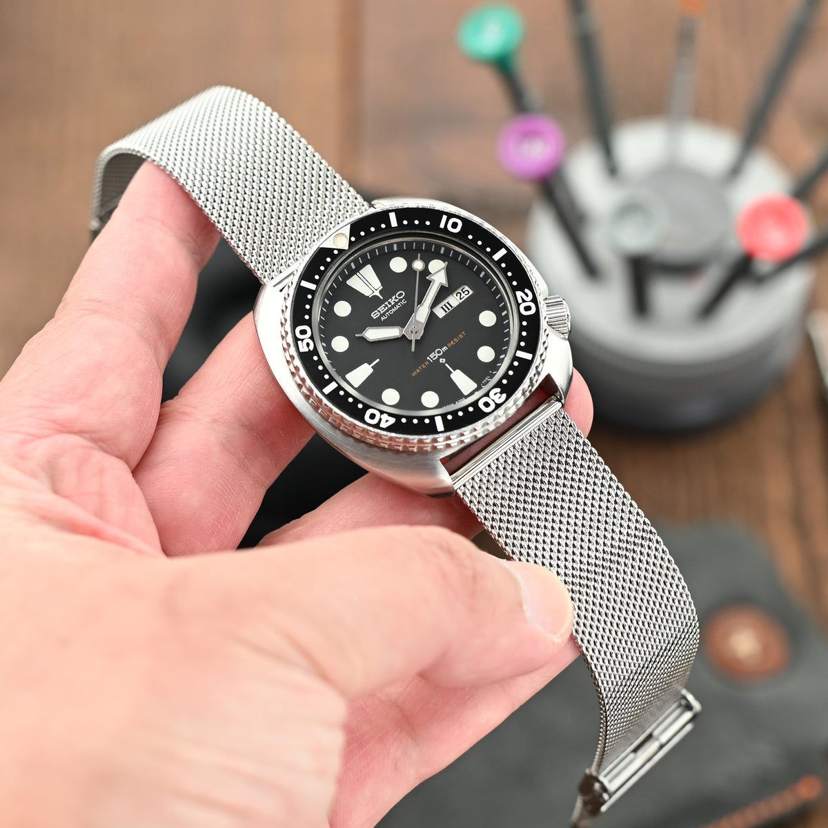 Superfine Quick Release Polished Mesh Watch Band 18mm 22mm