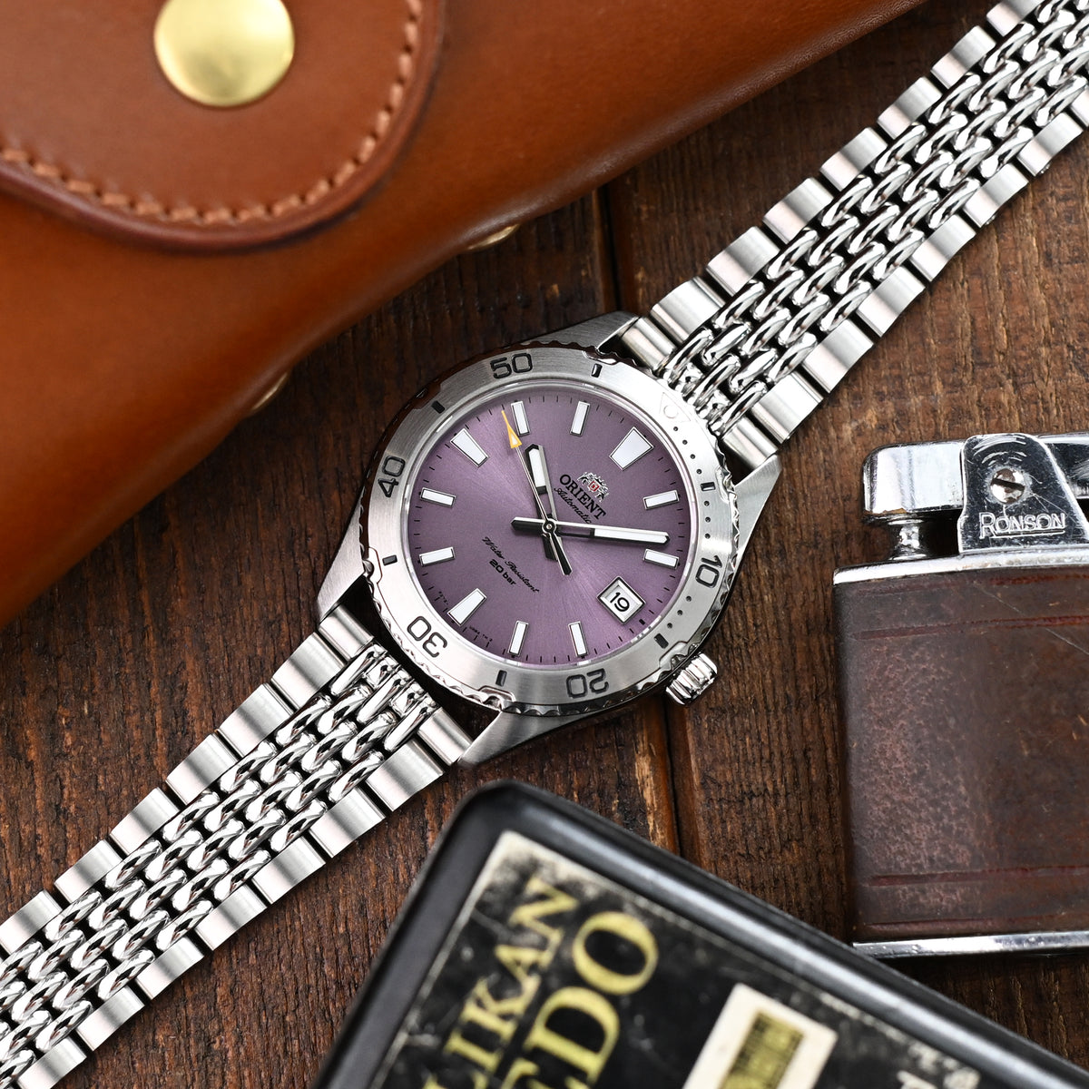 18mm, 19mm or 20mm Goma BOR Q.R. Watch Band Straight End, 316L Stainless Steel Brushed and Polished V-Clasp