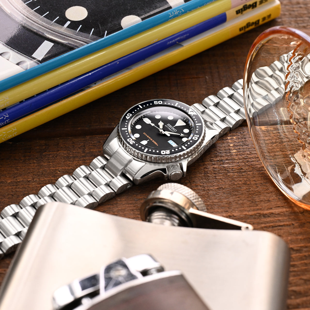 Bracelet Endmill 20mm compatible avec Seiko SKX013, acier inoxydable 316L, boucle V brossée