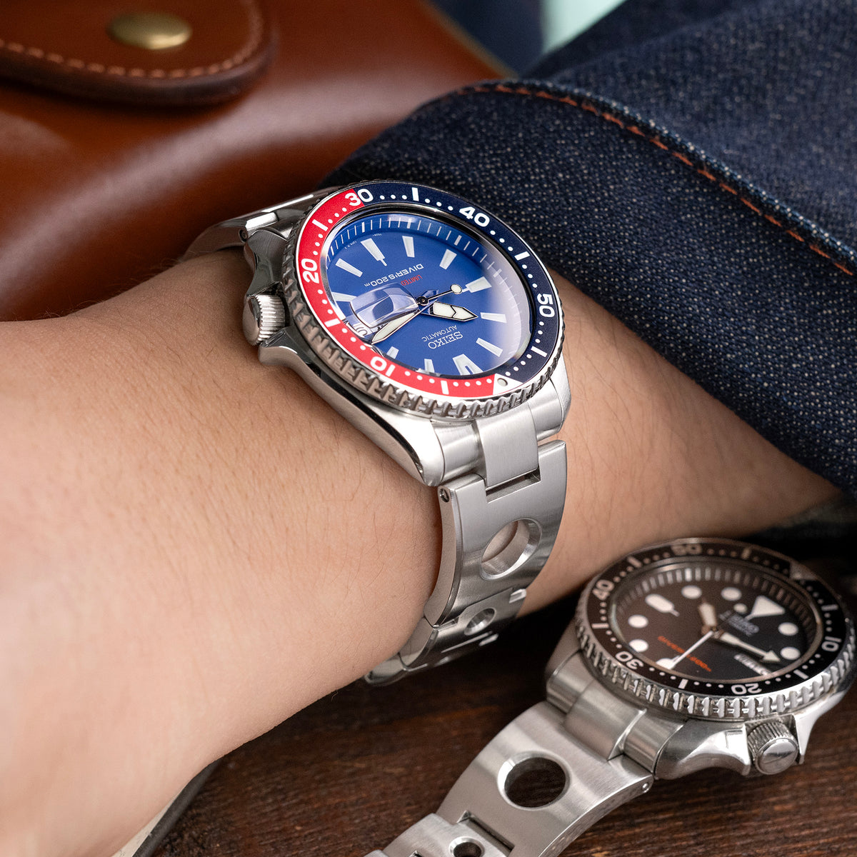 Bracelet montre Rollball 22mm pour Seiko SKX007 SKX009 SKX011, acier inoxydable brossé, fermoir V Diver