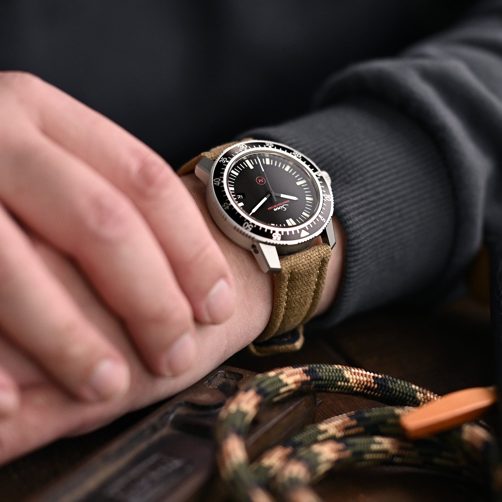 Aviator-Stil Khaki Canvas Schnellwechsel-Uhrenarmband, 20mm oder 22mm