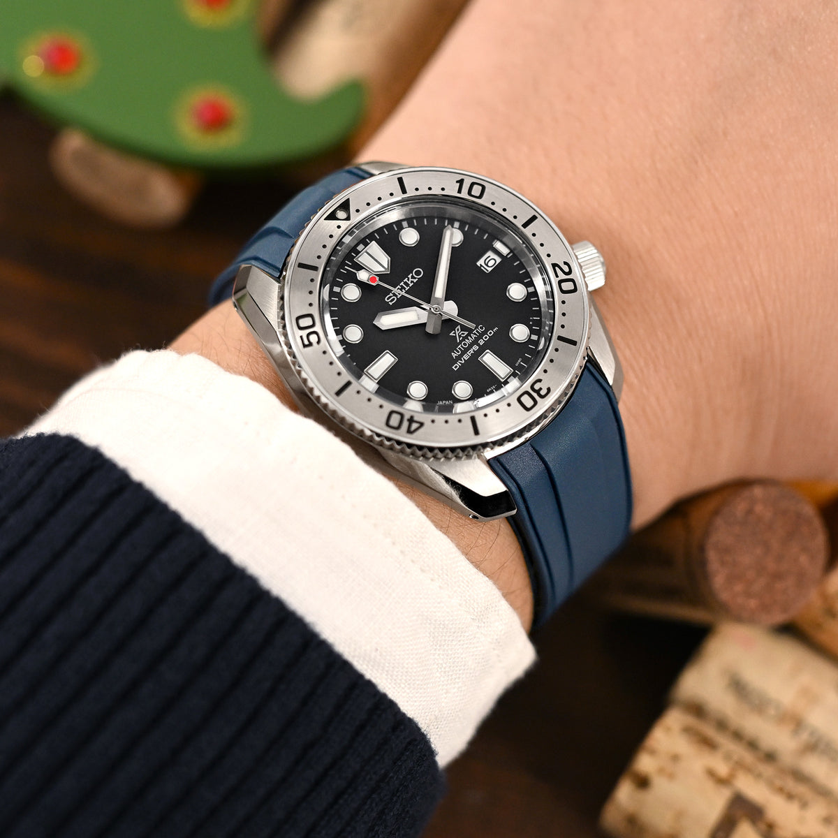 StrapXPro - SBX1A Rubber Strap for Seiko Prospex Steelmaster SPB185 Series, Navy Blue