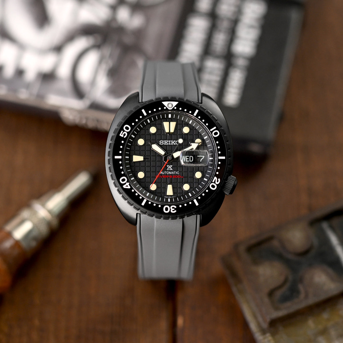 StrapXPro - STX1A Rubber Strap for Seiko Prospex New Turtles SRP777 and King Turtles SRPF77, Grey