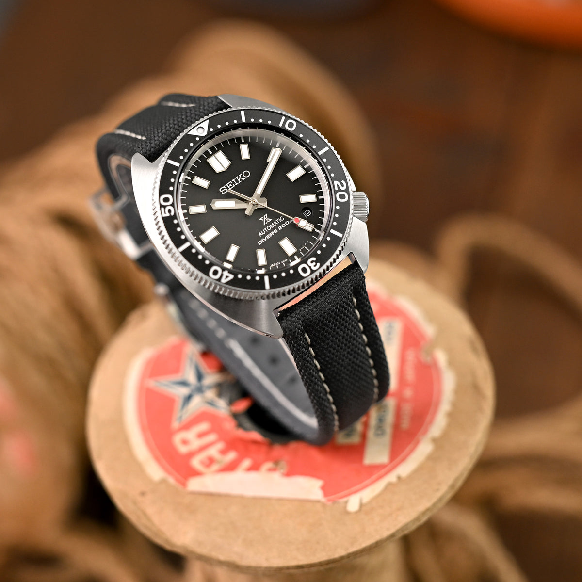 Bracelet de montre style aviateur en toile noire à dégagement rapide, 20mm ou 22mm