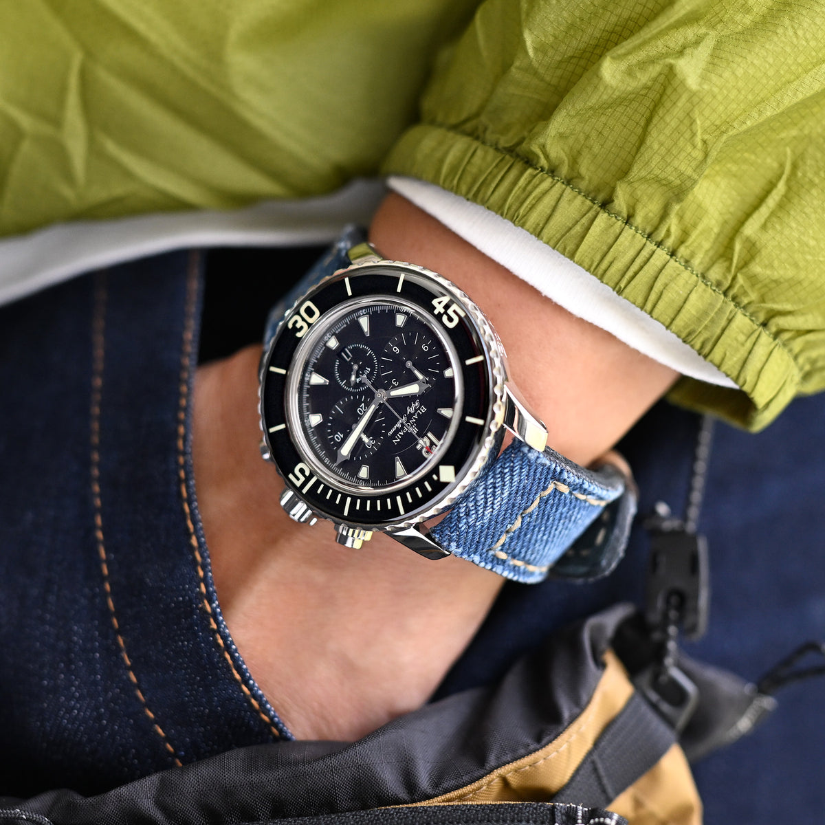 23mm Gunny X MT Denim Blau Gewaschene Canvas Uhrenarmband