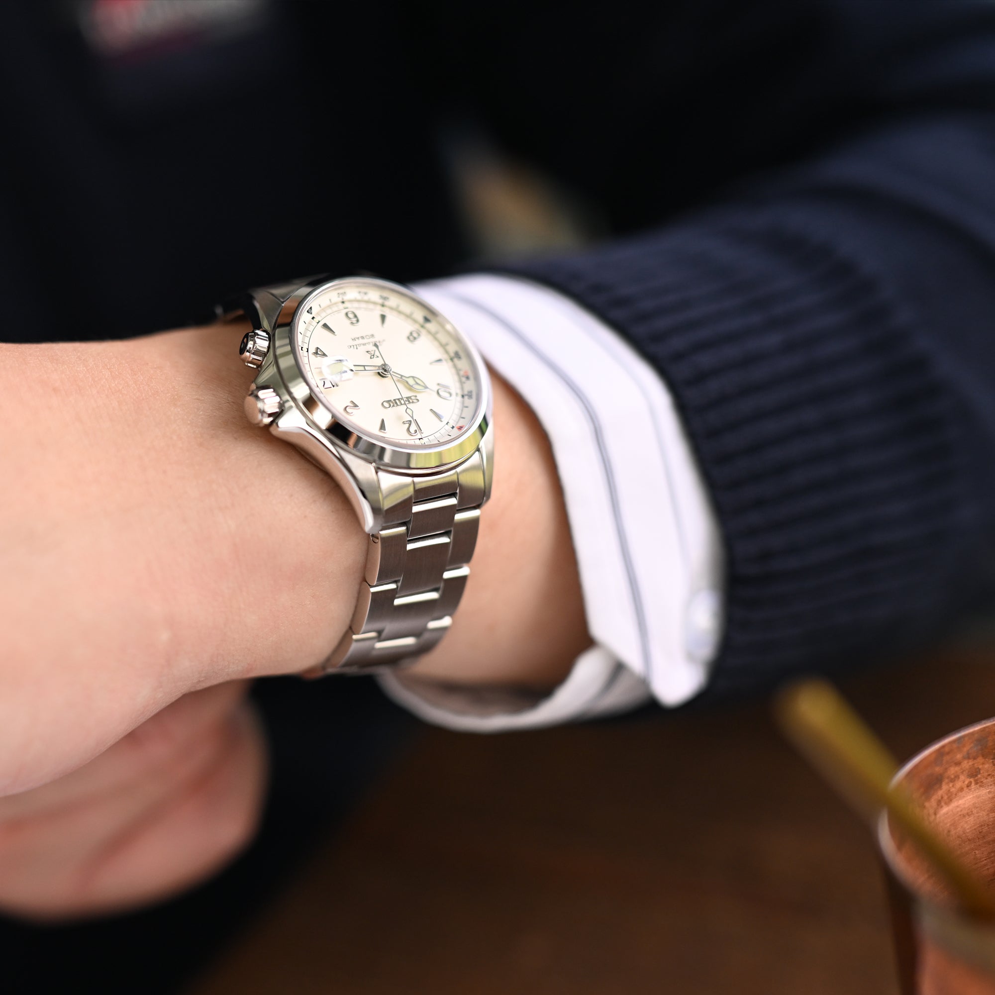 20mm Insert-Endlink Super-O Boyer Uhrenarmband für Seiko Alpinist SARB017 SPB155 SBEJ005 (kompatibel mit Hamilton Khaki H70455733), Edelstahl - Gebürstet, V Diver Schließe