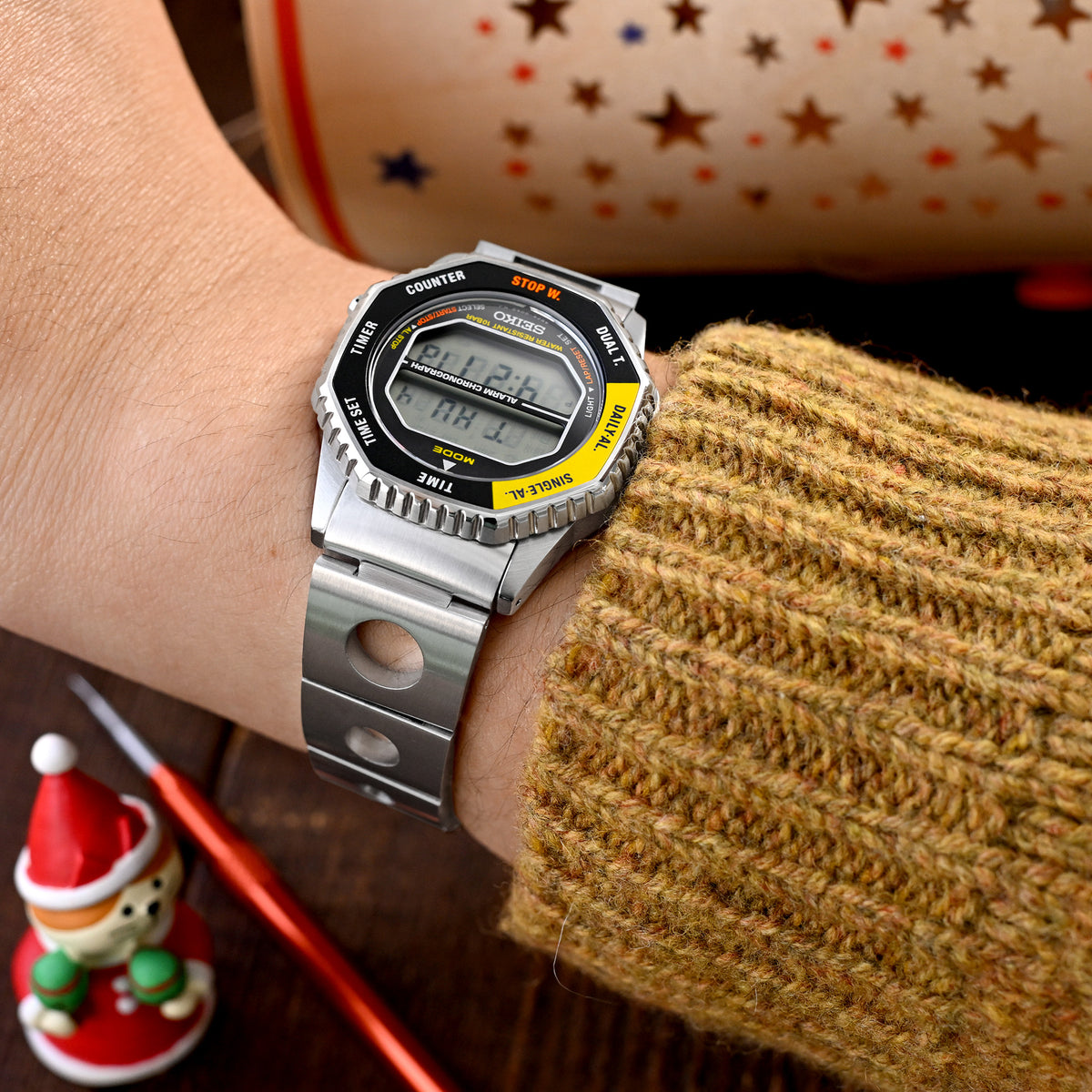 20mm Rollball II Watch Band for Seiko 5 Sports 40mm SRPE51 SRPE53 SRPG35, Stainless Steel - Brushed, Baton Diver Clasp