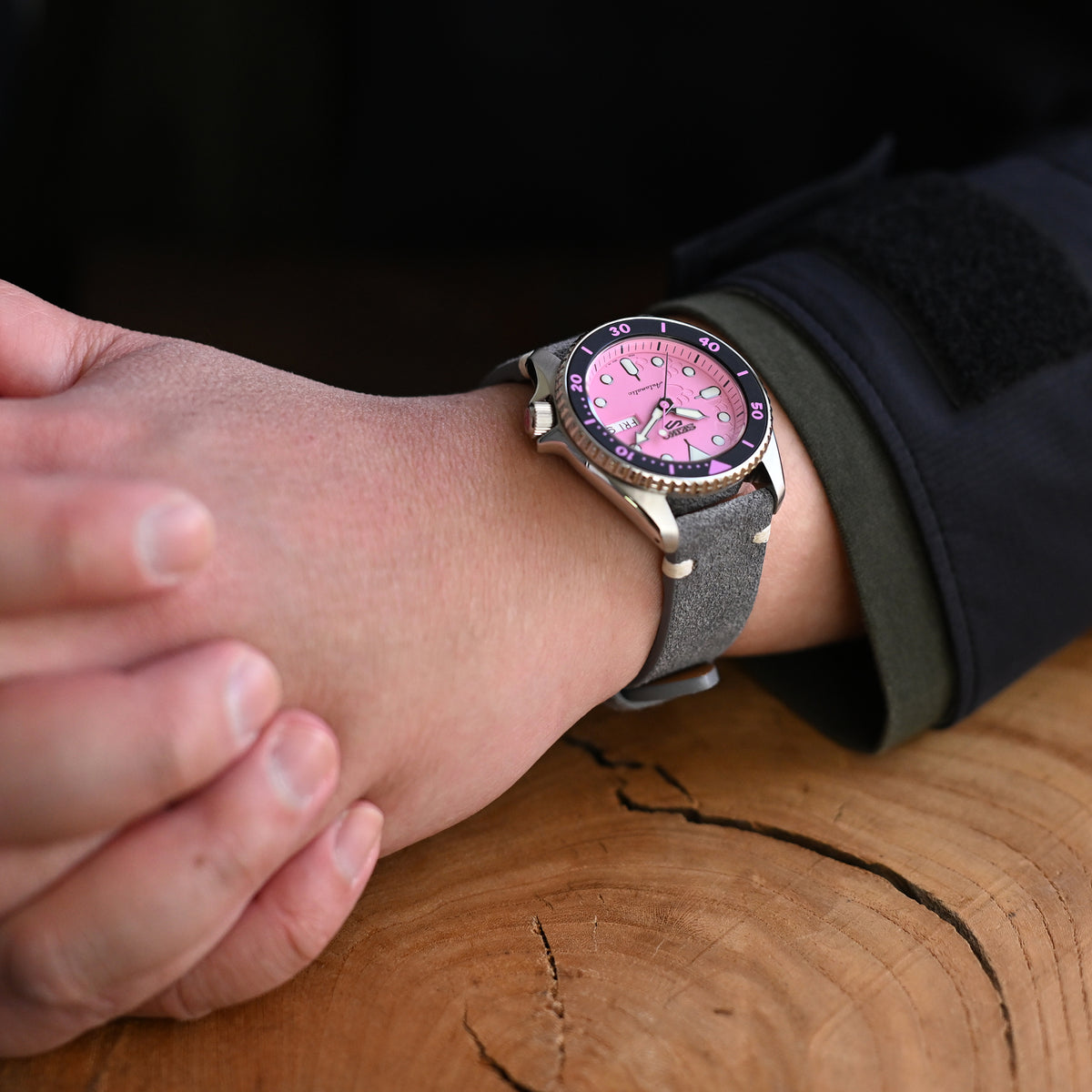 Dark Grey Italian Suede Leather Watch Strap | Twin-Stitch Quick Release | 20mm