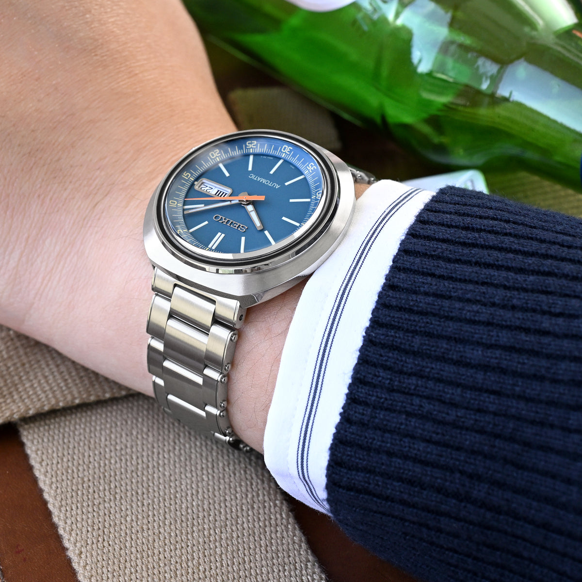 Cinturino Metabind II QR 20mm o 22mm, estremità dritte, sgancio rapido, acciaio inox 316L satinato, fibbia Baton Diver