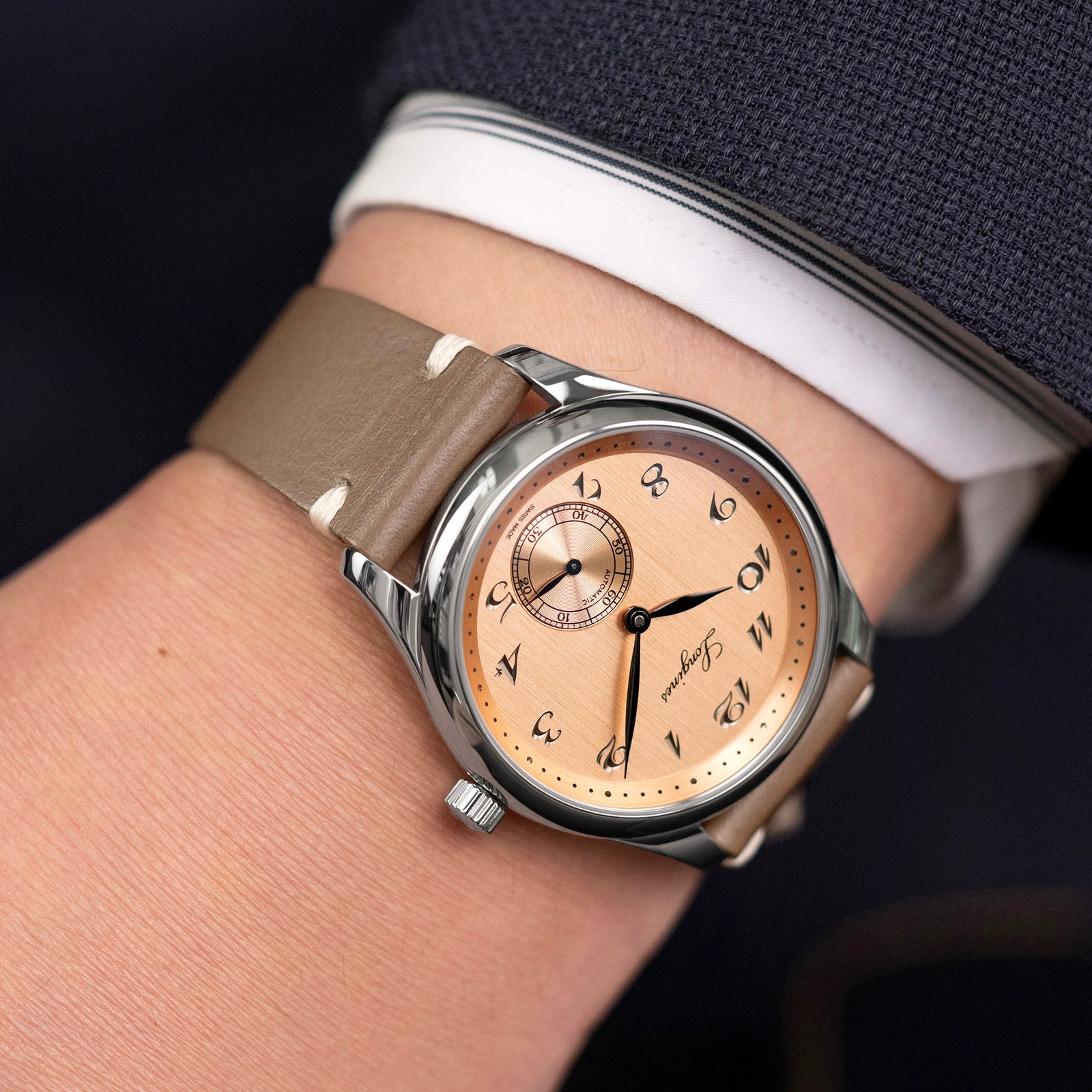Bracelet de montre en veau italien Buttero taupe 20mm | Double couture à dégagement rapide | 20mm