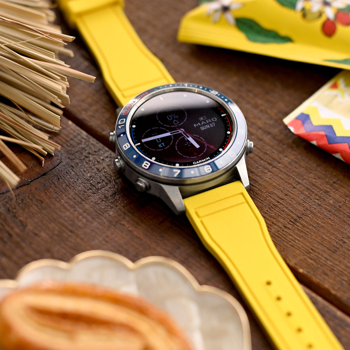 Schnellwechsel-Pilotenuhrband aus gelbem FKM-Gummi, 20mm oder 22mm