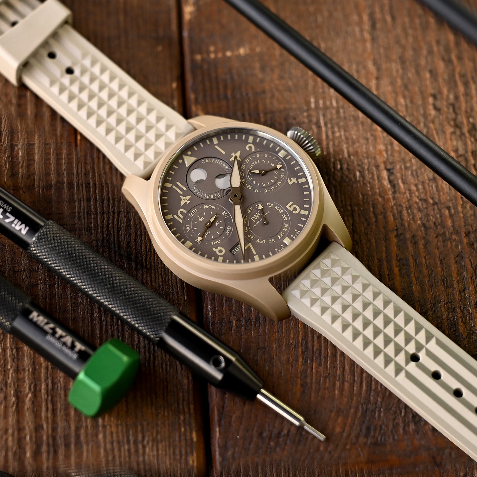 Chaffle Sand FKM Rubber watch strap, 20mm or 22mm Strapcode Watch Bands