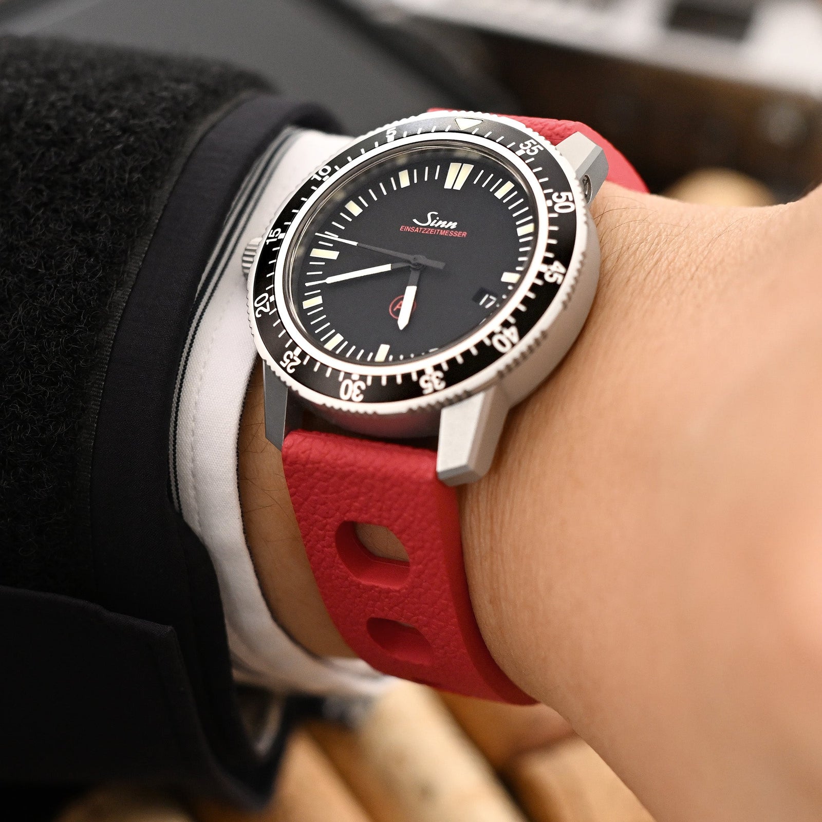 20mm or 22mm FKM36 Red Large Holes Rally FKM Quick Release Rubber watch band Strapcode watch bands