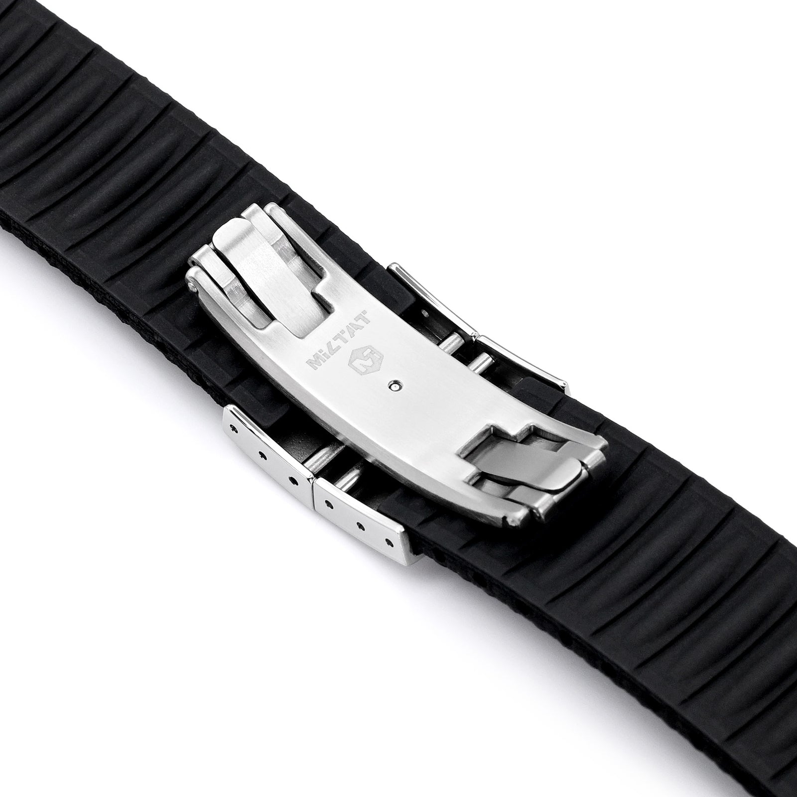 FKM41 Black Quick Release Butterfly Deployment FKM Rubber Watch Band, 18mm to 22mm and 24mm Strapcode watch bands