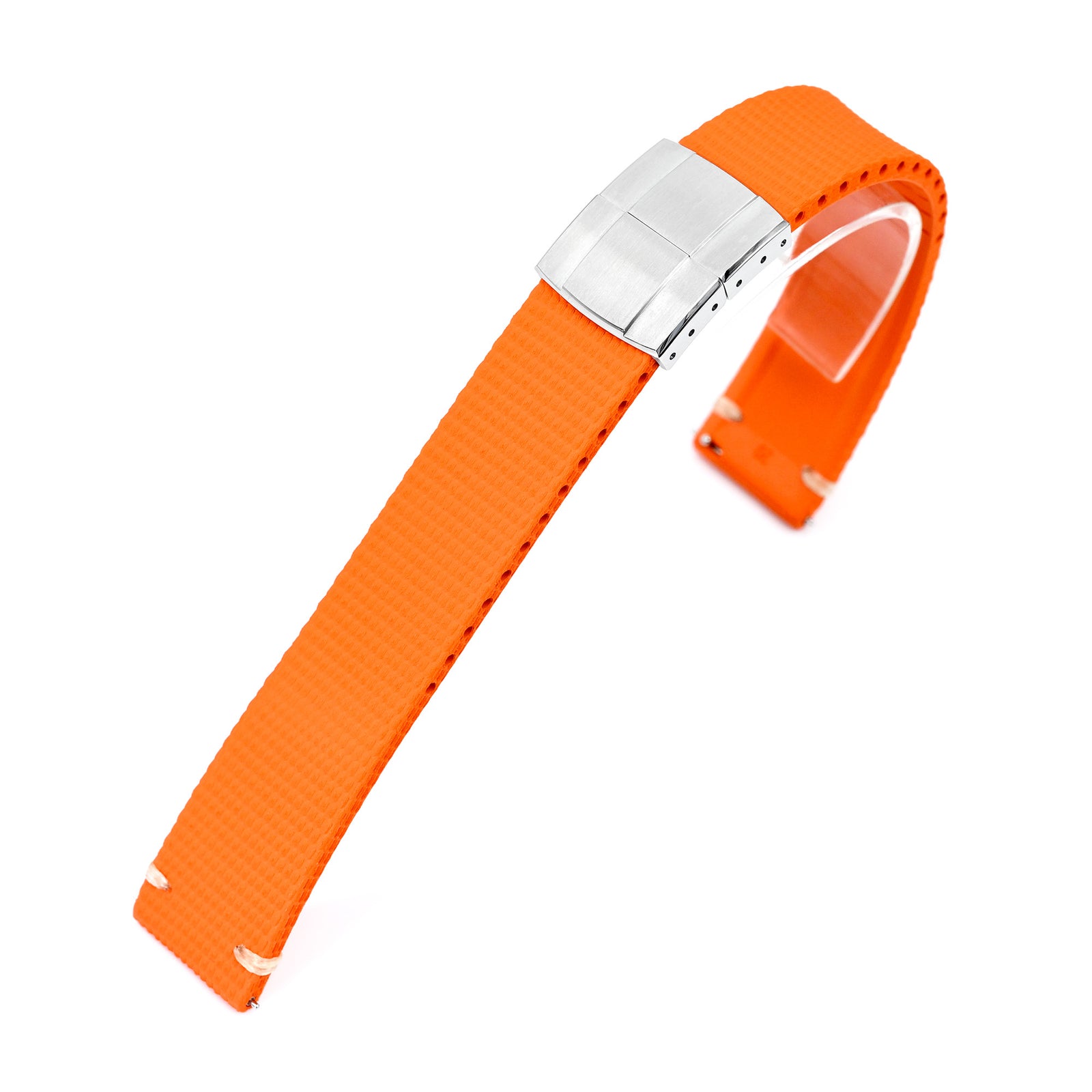 FKM42 Orange Quick Release Butterfly Deployment FKM Rubber Watch Band, 20mm Strapcode watch bands