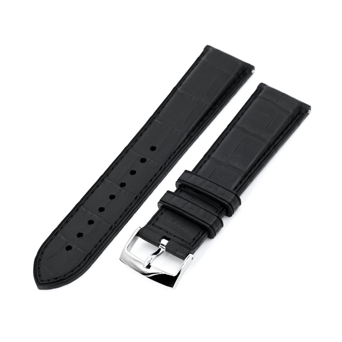 FKM43 Premium Black Alligator Embossed FKM Rubber Watch Band, 20mm or 22mm Strapcode watch bands