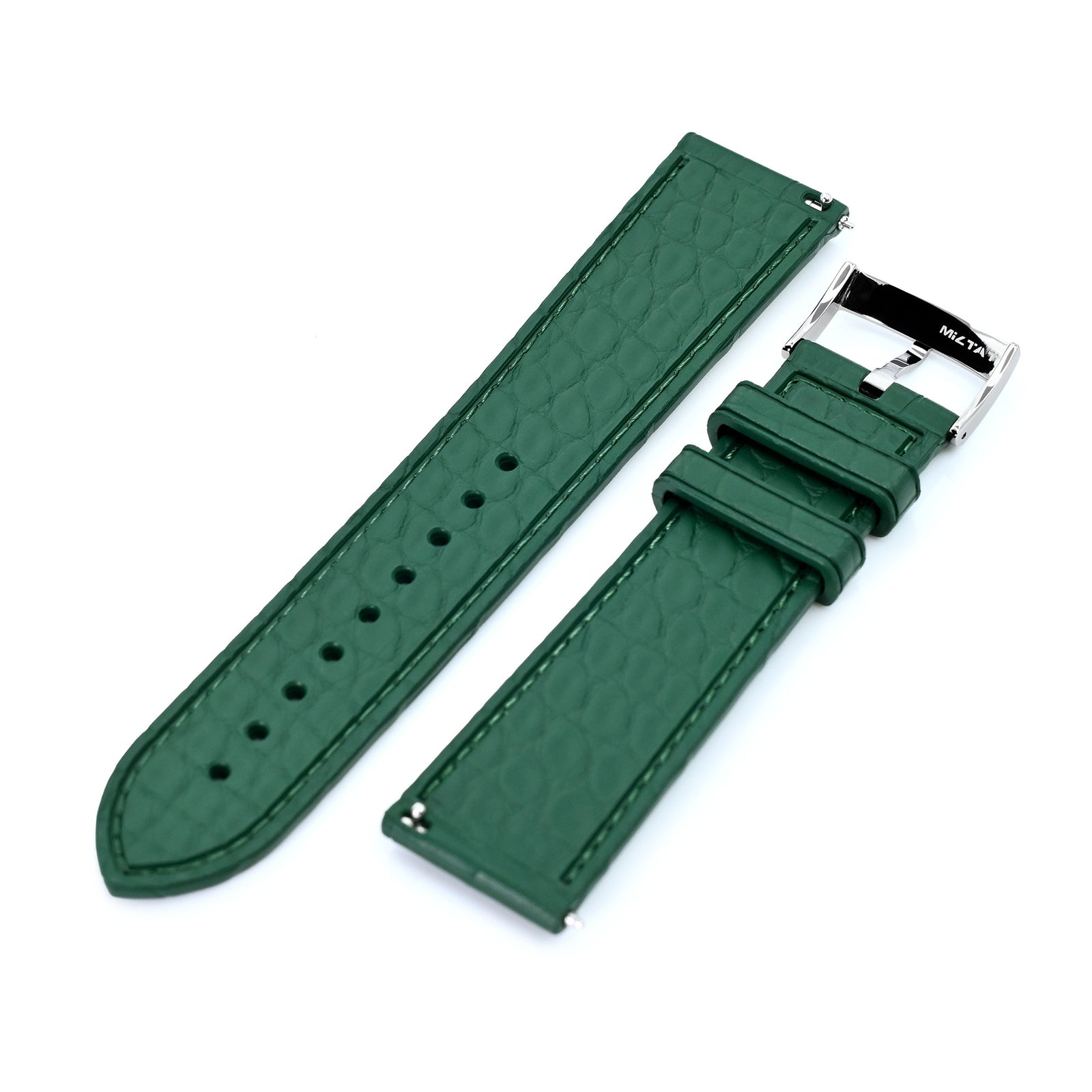 FKM43 Premium Dark Green Alligator Embossed FKM Rubber Watch Band, 20mm or 22mm Strapcode watch bands