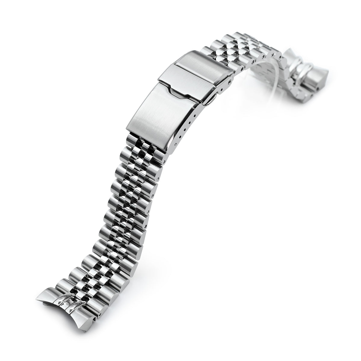 20mm Super-JUB II Watch Band for Orient Mako 40, 316L Stainless Steel Brushed Baton Diver Clasp