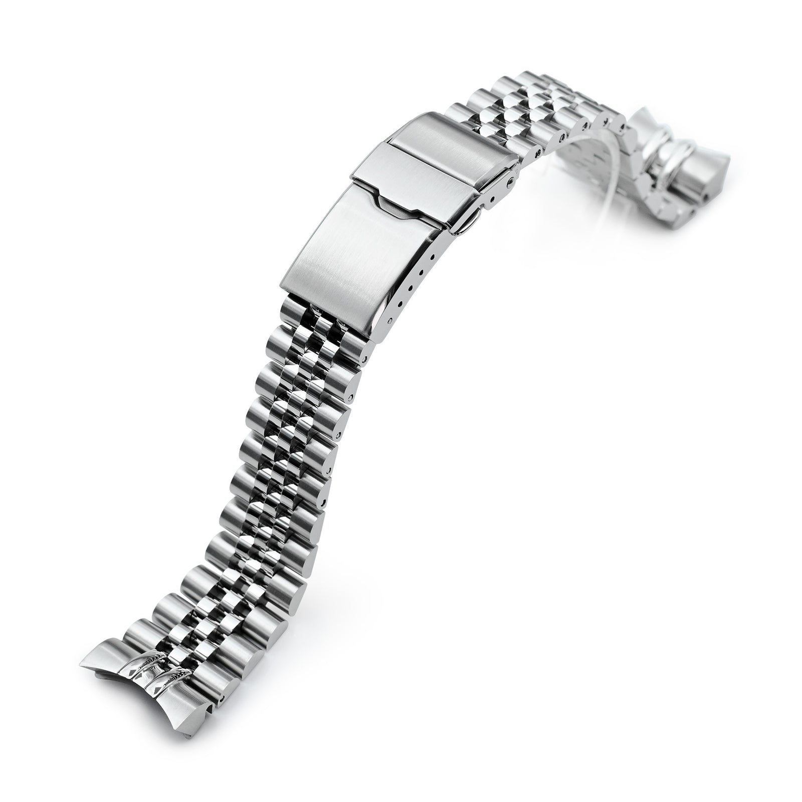 20mm Super-JUB II Watch Band for Orient Mako 40, 316L Stainless Steel Brushed Baton Diver Clasp
