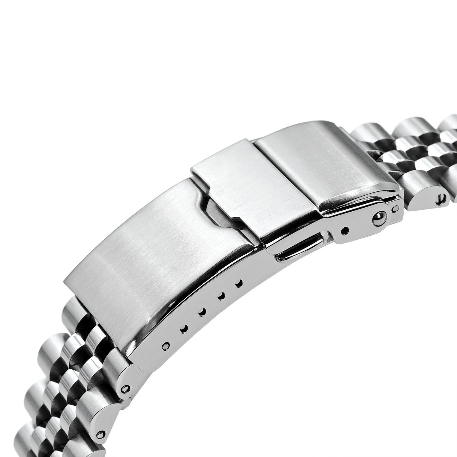 20mm Super-JUB II Watch Band for Orient Mako 40, 316L Stainless Steel Brushed Baton Diver Clasp