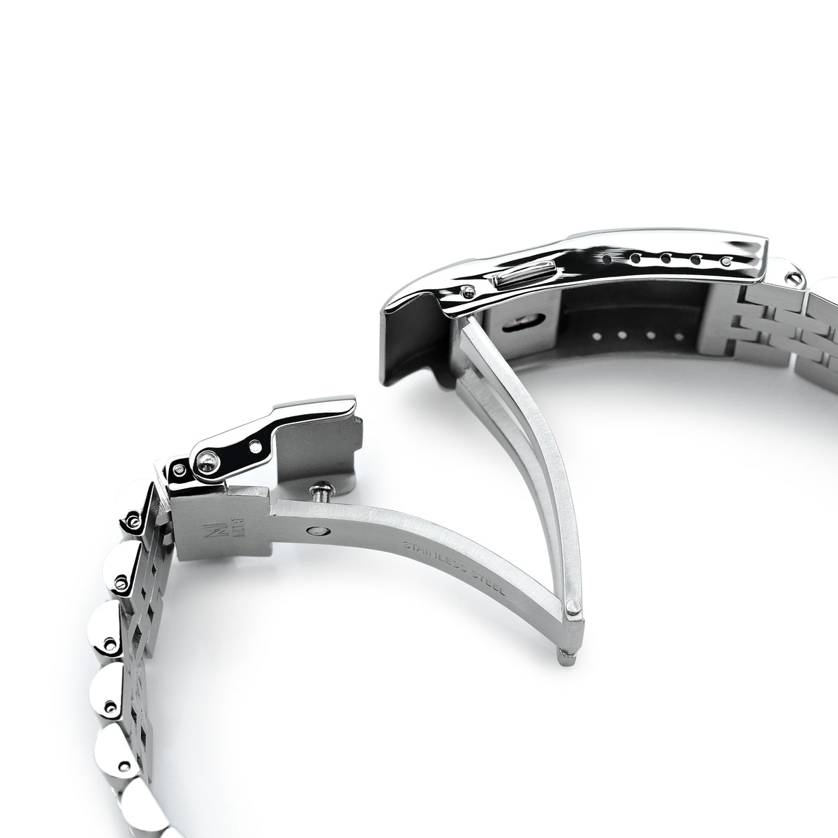 20mm Super-JUB II Watch Band for Orient Mako 40, 316L Stainless Steel Brushed Baton Diver Clasp