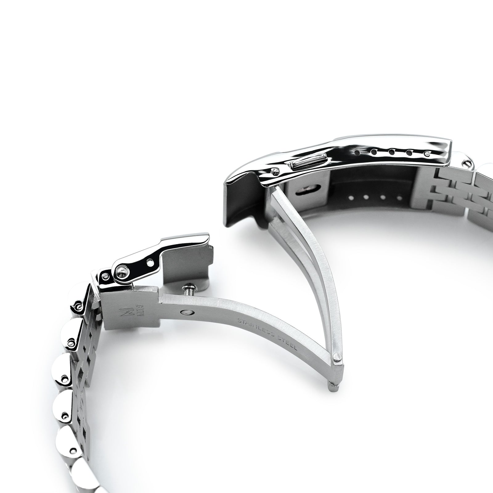 20mm Super-JUB II Watch Band for Orient Mako 40, 316L Stainless Steel Brushed Baton Diver Clasp
