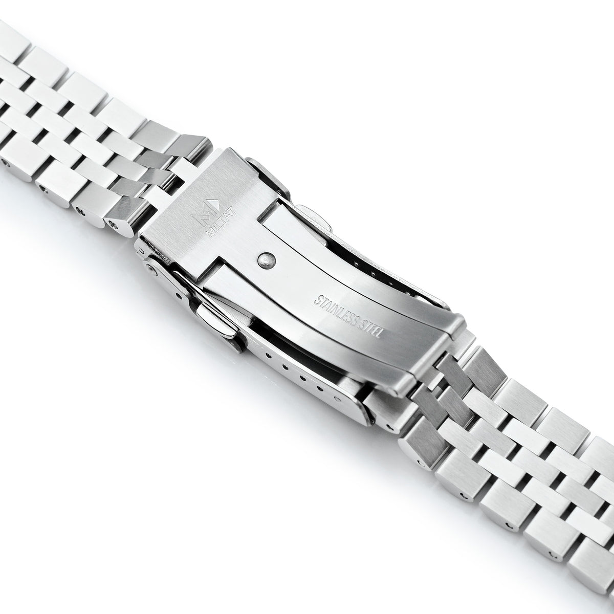 20mm Super-JUB II Watch Band for Orient Mako 40, 316L Stainless Steel Brushed Baton Diver Clasp