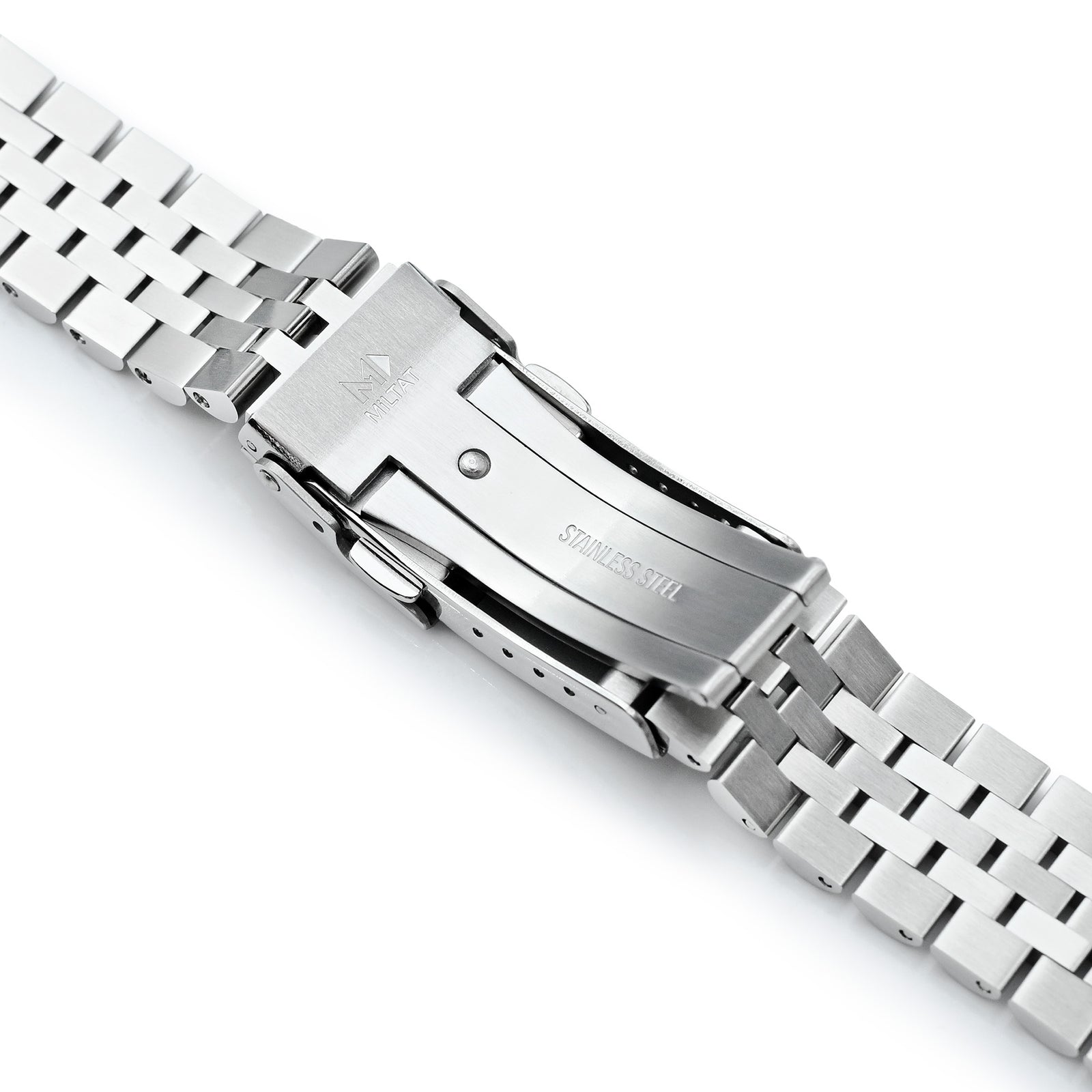 20mm Super-JUB II Watch Band for Orient Mako 40, 316L Stainless Steel Brushed Baton Diver Clasp