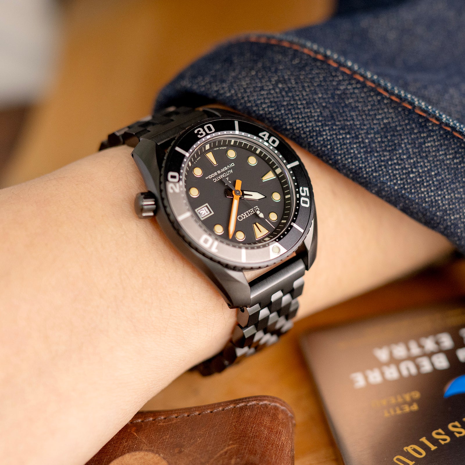 20mm or 22mm Super Engineer II Watch Band Straight End, 316L Stainless Steel Diamond-like Carbon (DLC coating) V-Clasp