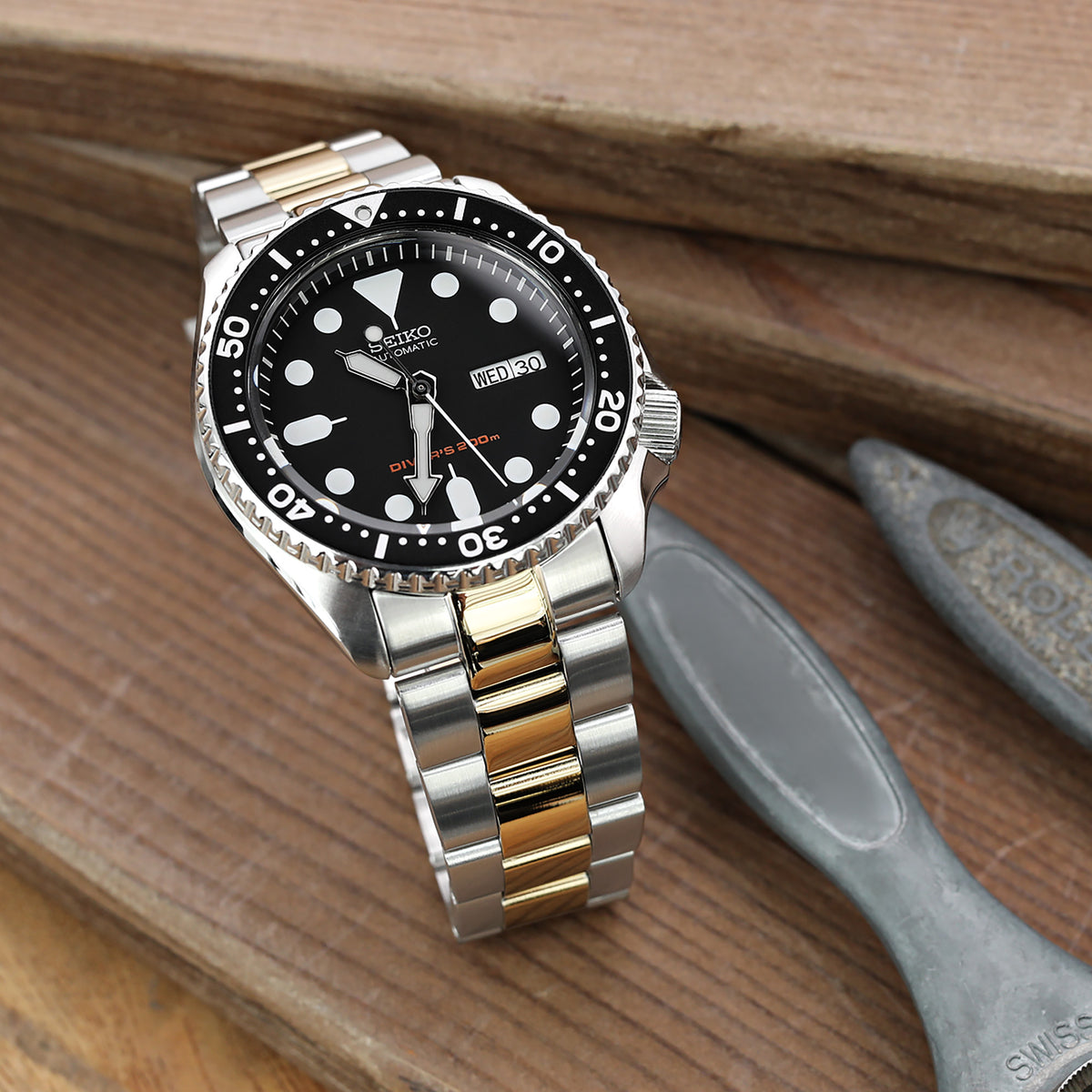 22mm Zweifarbiges Edelstahlarmband für Seiko SKX007 SKX009