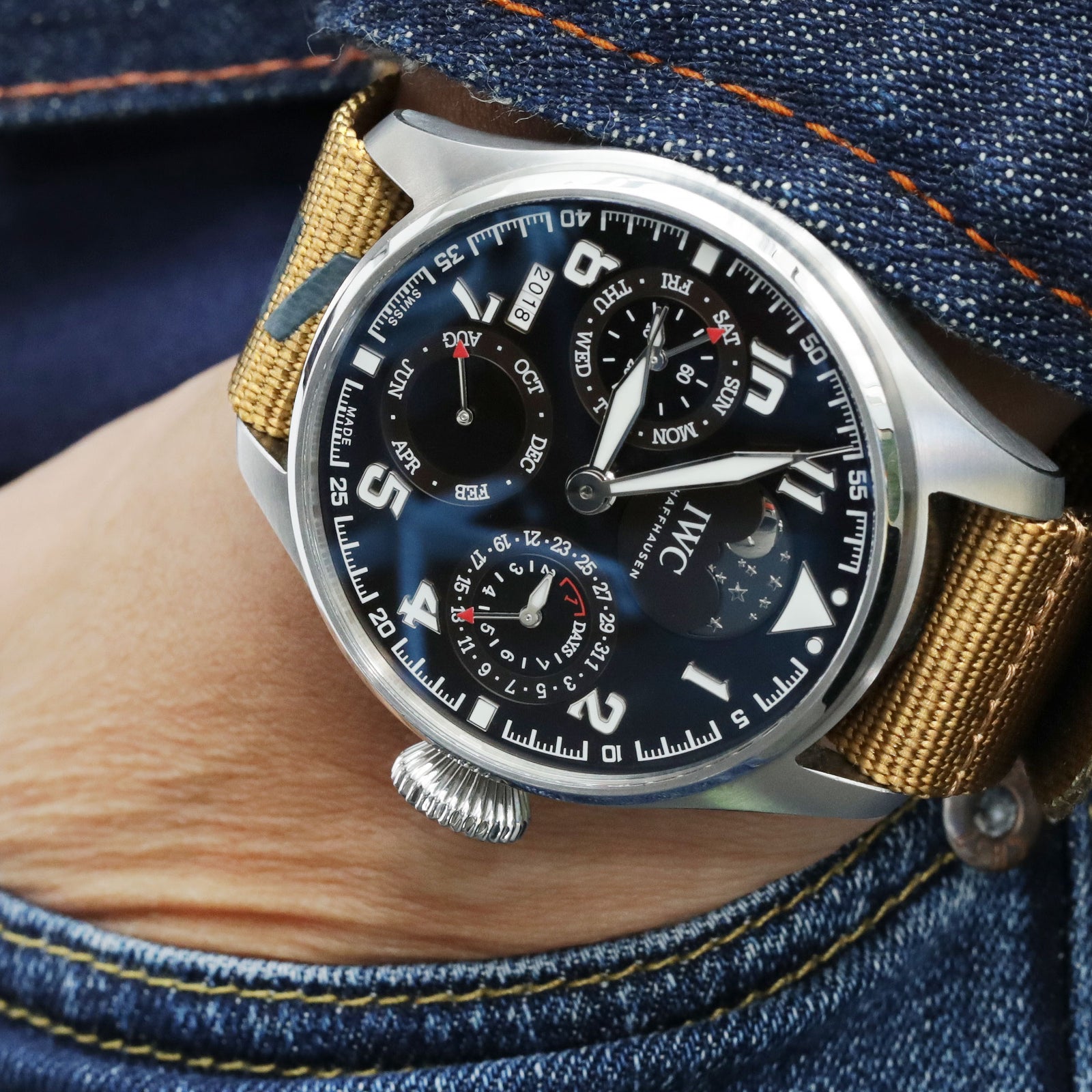 IWC Big Pilot's Watch Perpetual Calendar Antoine de Saint Exupéry IW503801 NATO watch strap by Strapcode
