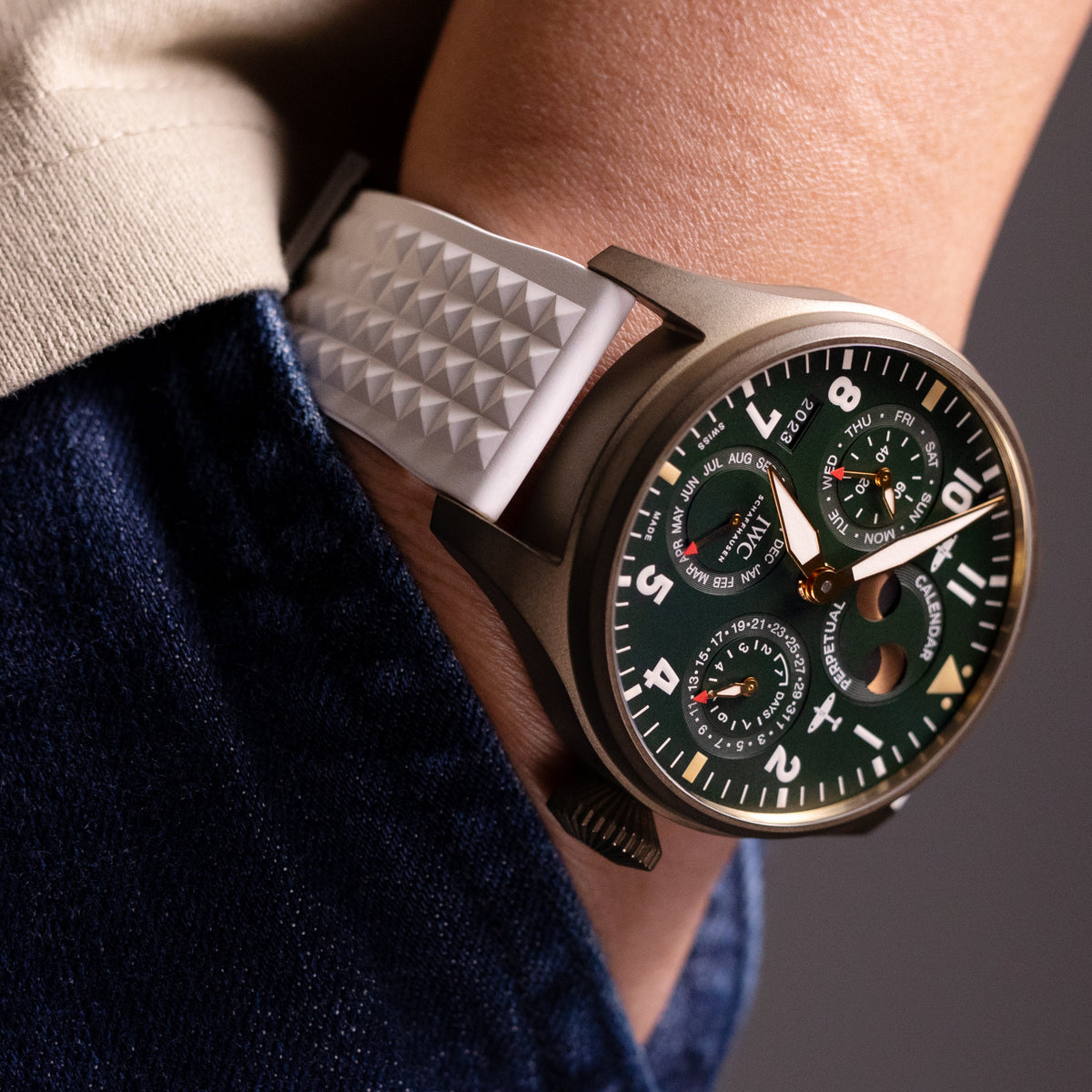 Chaffle Weißes FKM-Kautschuk Uhrenarmband, 20mm oder 22mm