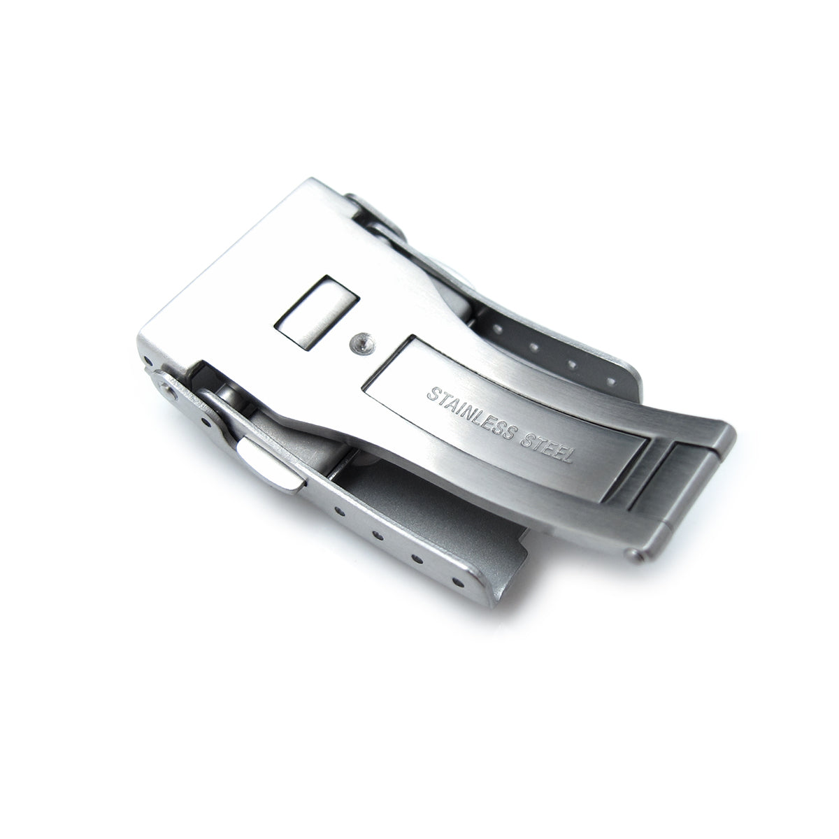 20mm Brushed Stainless Steel Push Button Diver Clasp for Watch Band 4 adjust holes and improved Flip-Lock Strapcode Buckles