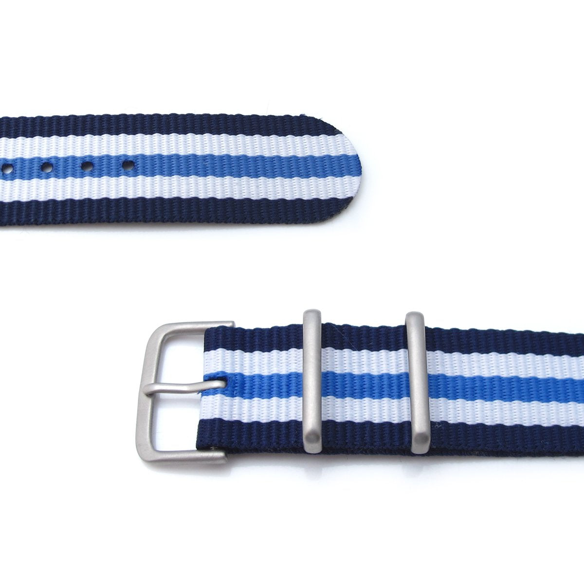 MiLTAT 20mm G10 military watch strap ballistic nylon armband Brushed Blue & White Stripes Strapcode Watch Bands